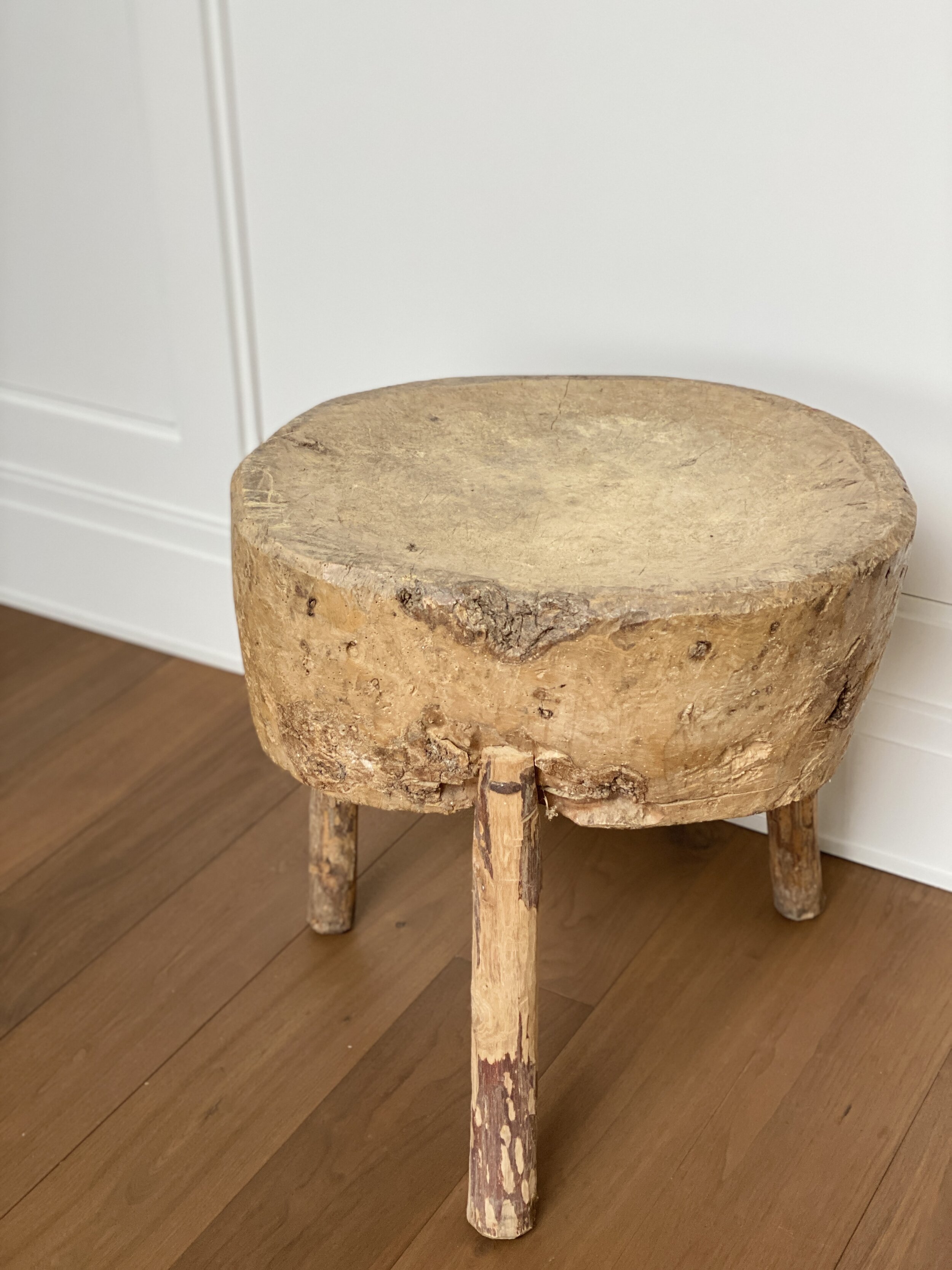 French Chopping Block Table, 19th Century 24 x 27 inches tall