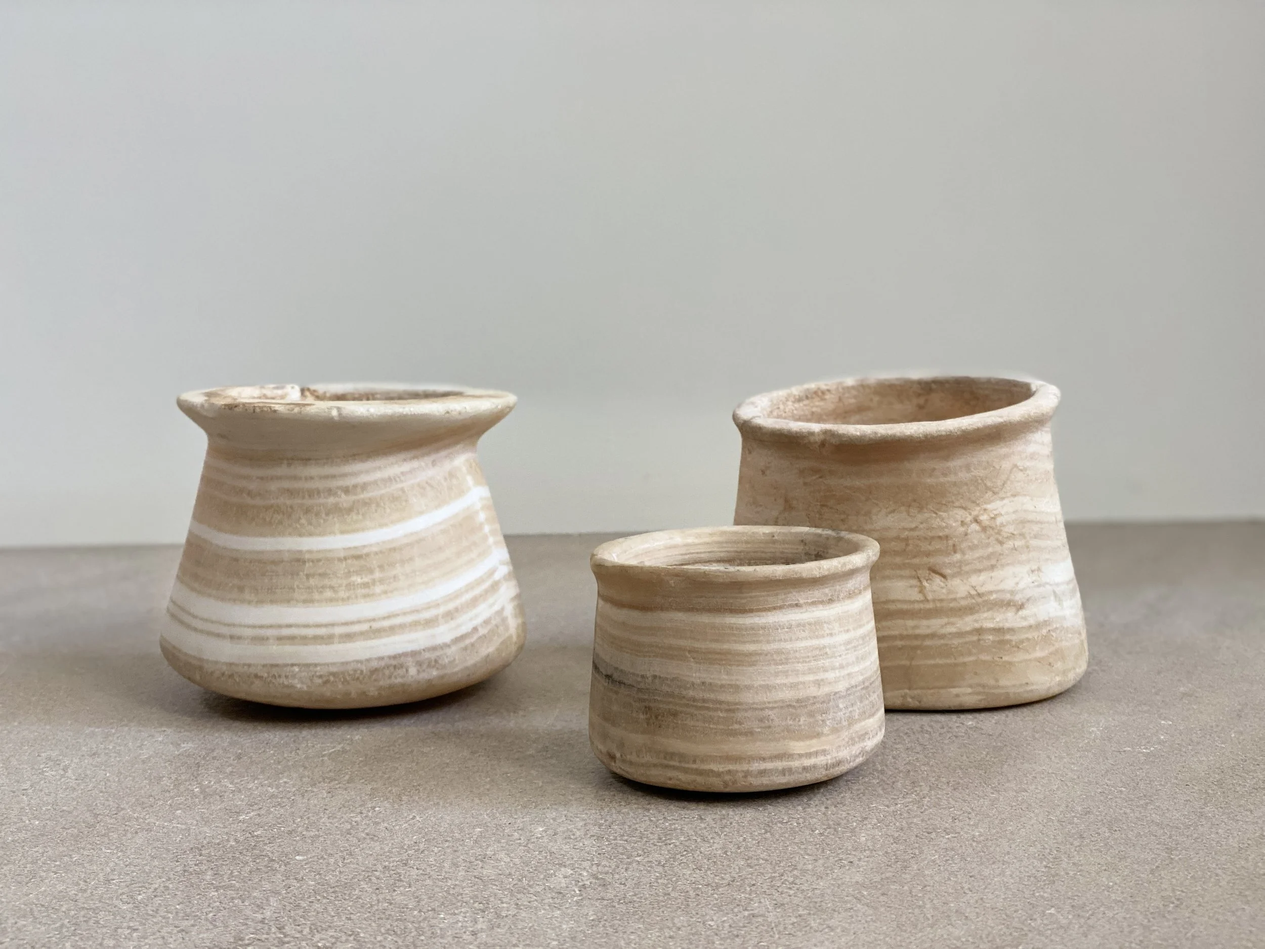 Trio of Bactrian Alabaster Pots