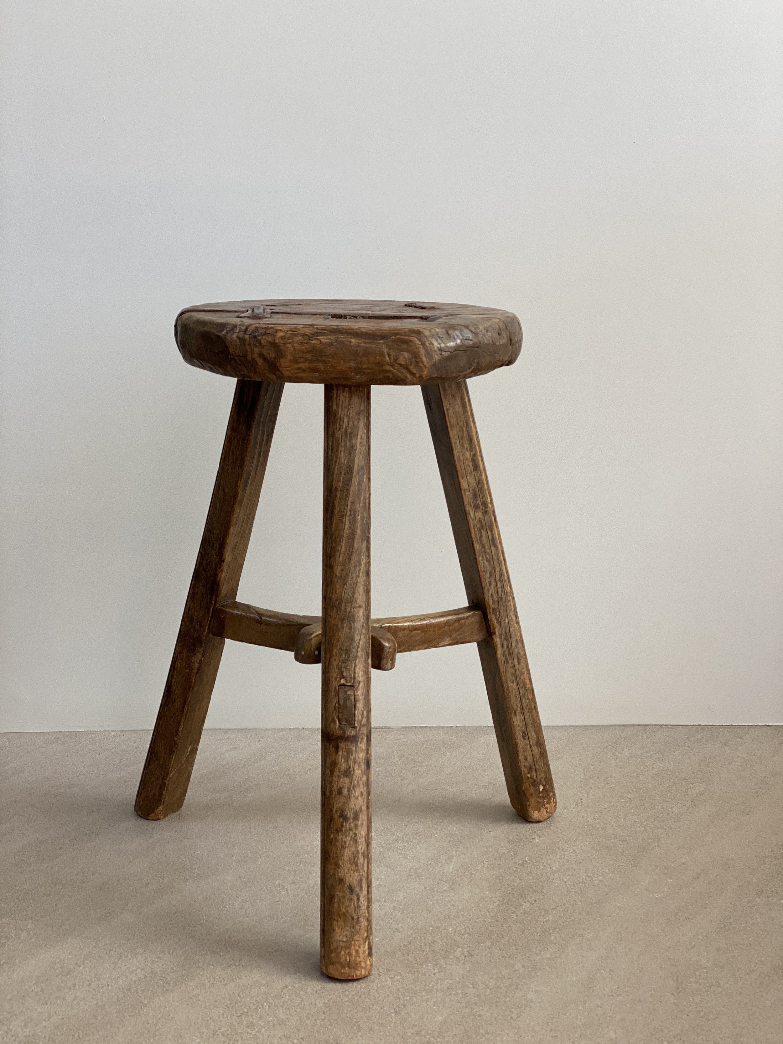 Antique Chinese Stool with Old Repairs 10 1/2 x 18 inches