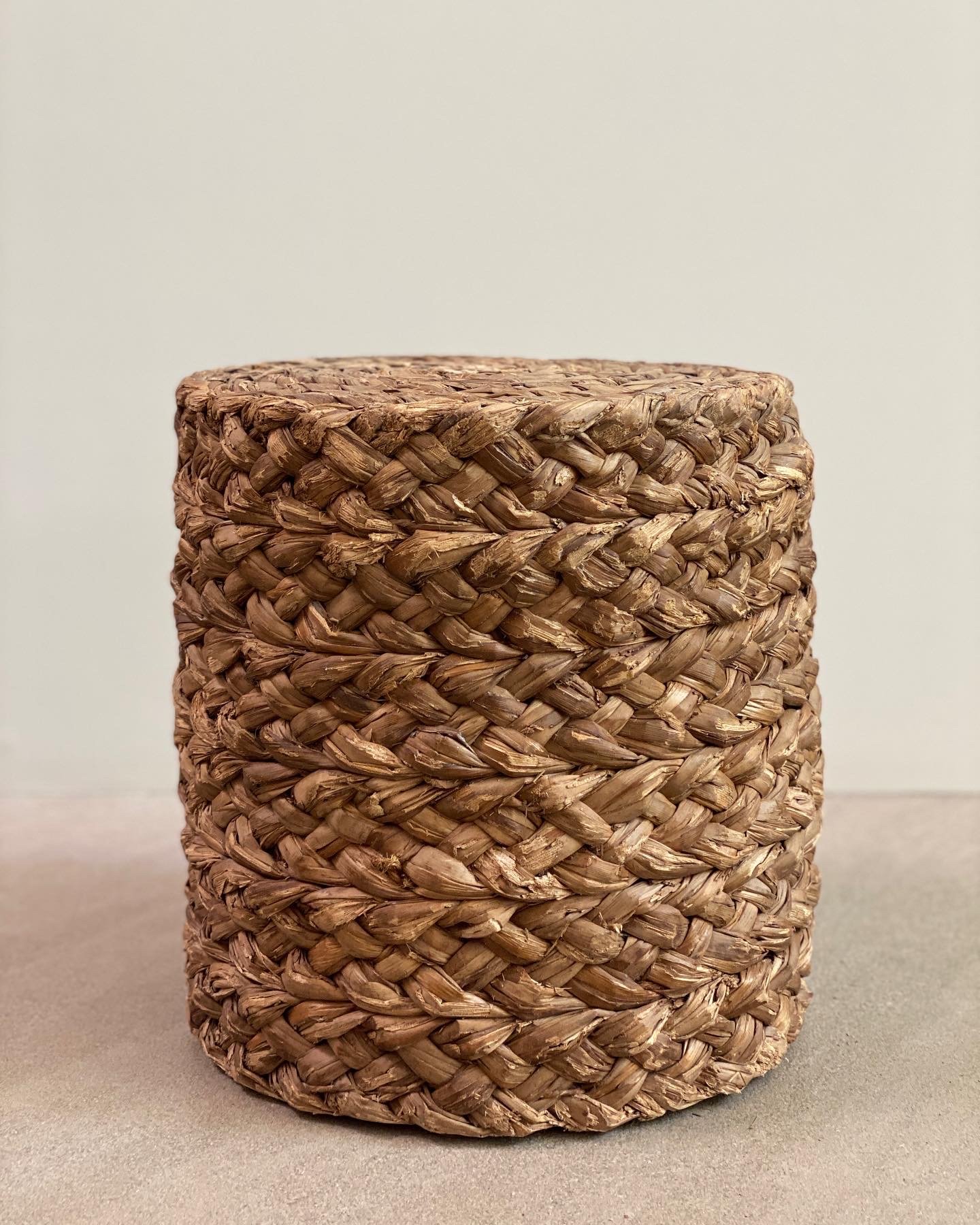 Mid-century French Woven Stool by Audoux and Minet 12 x 12 1/2 inches