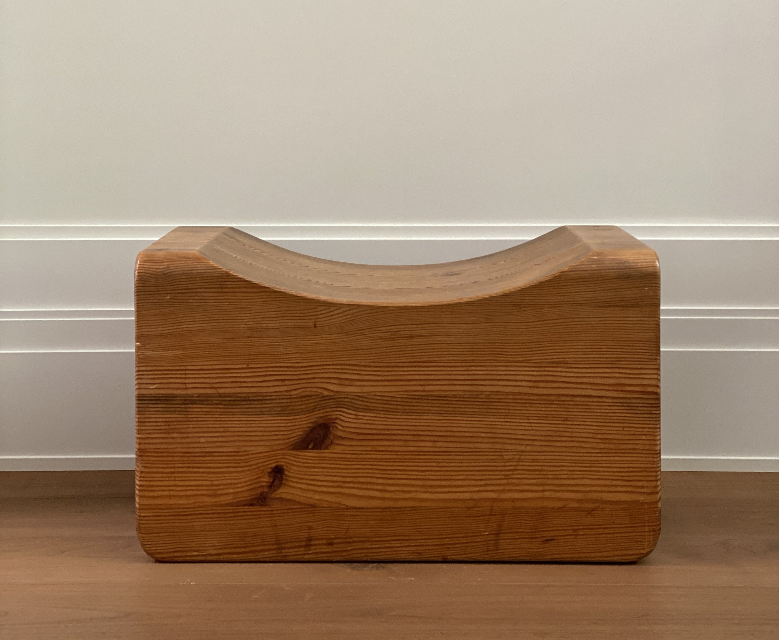 Pine Stool by K.J. Pettersson & Söner, Sweden 1970s 23 1/2 x 14 x 14 inches