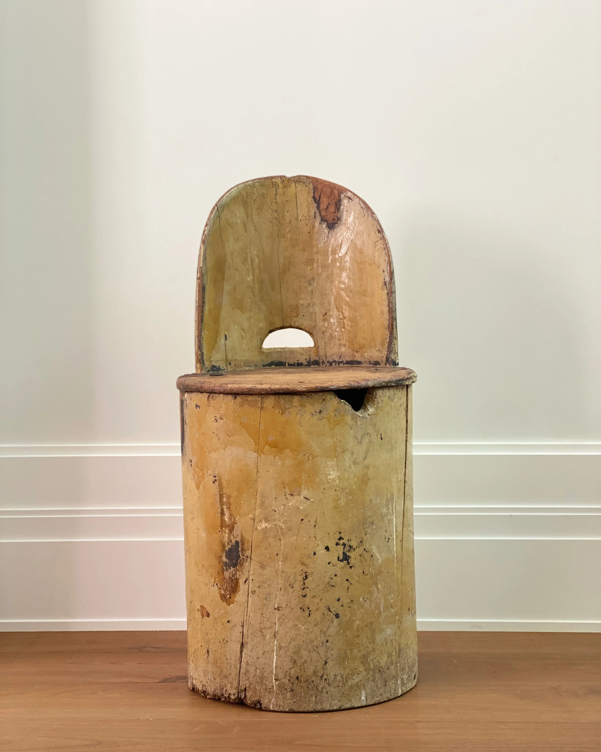 Swedish Kubbstol with Original Paint, 19th Century 33 x 15 x 16 inches deep