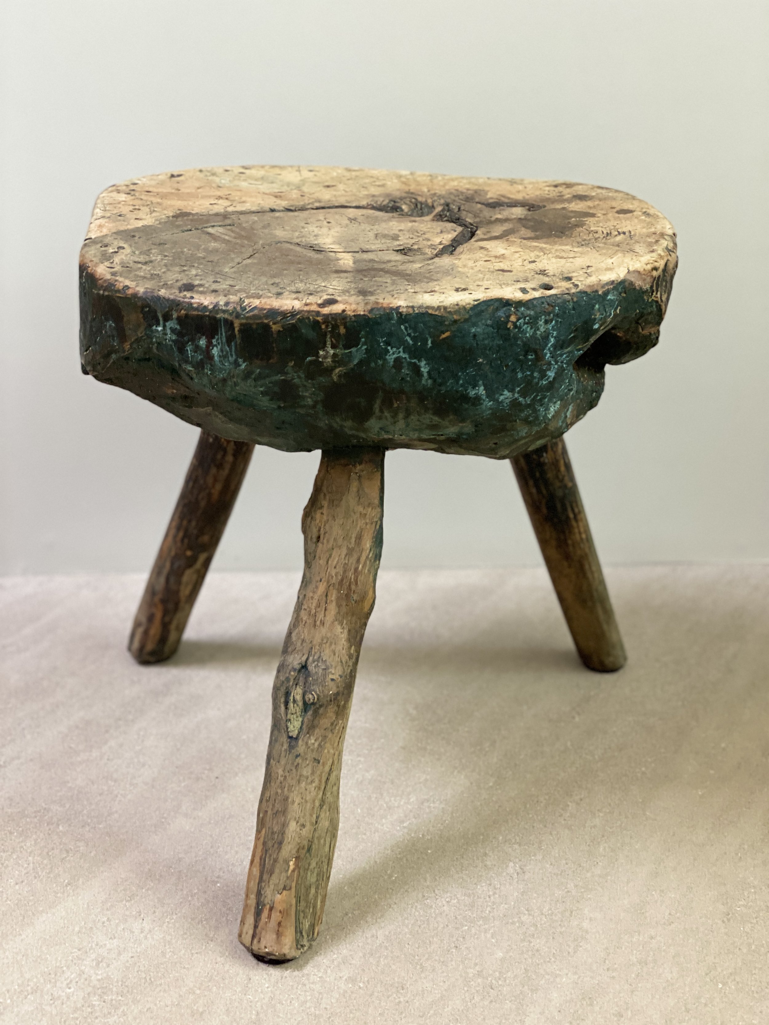 Small Primitive Chopping Block Table 17 x 14 x 17 1/2 inches tall SOLD