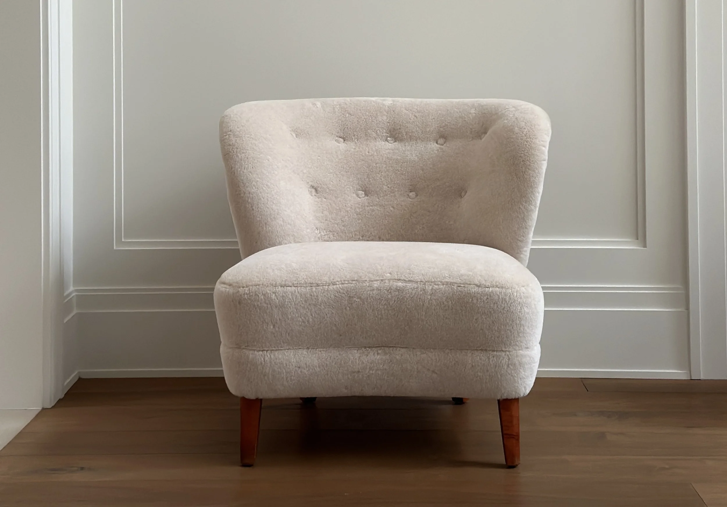 Gosta Johnson Lounge Chair in Alpaca, Sweden c. 1950 28 high x 29 wide x 31 inches deep