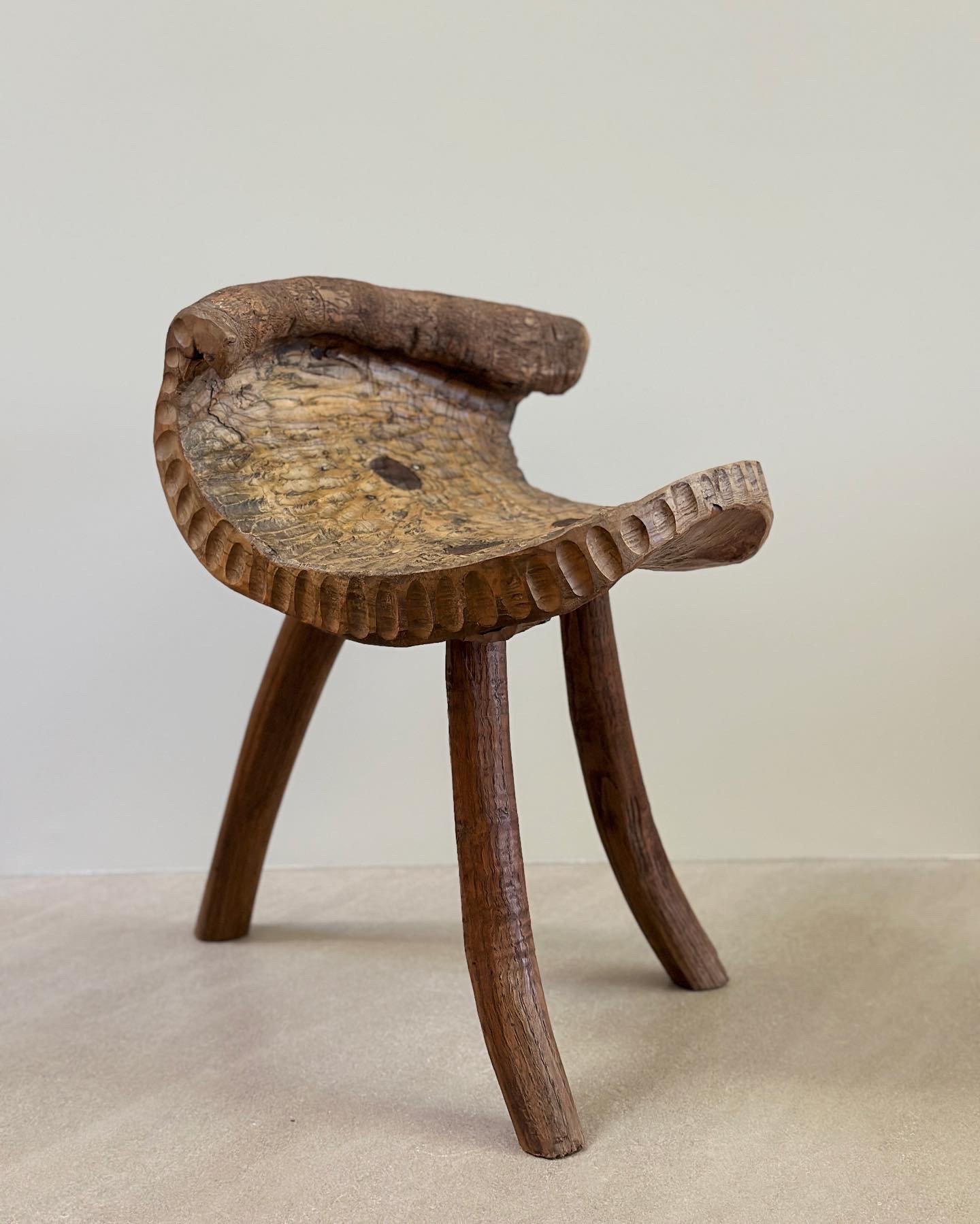 Sculptural Swiss Folk Art Stool 19 1/2 x 15 1/2 x 21 inches deep AVAILABLE AT ATRIO