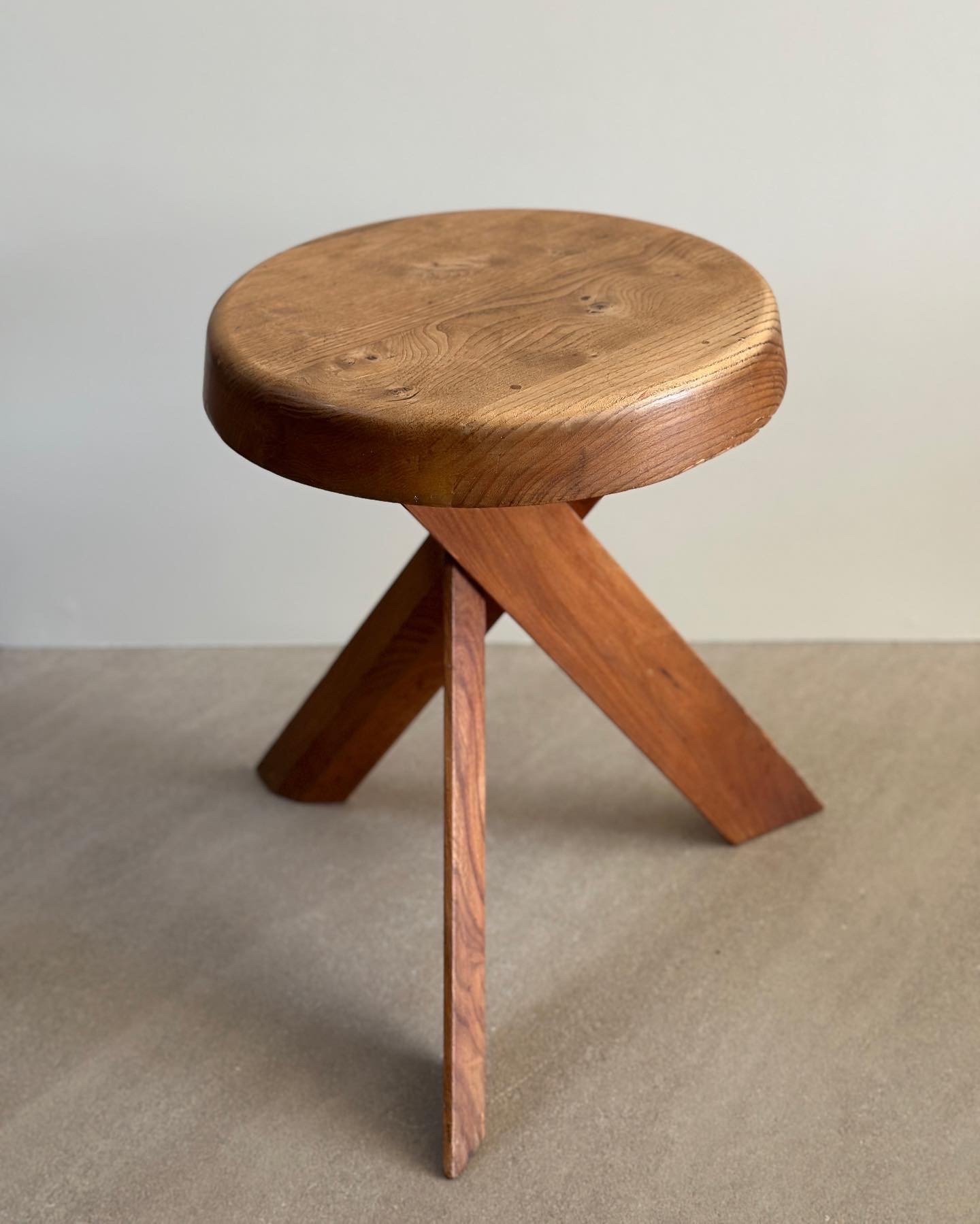 Stools by Pierre Chapo in Elm, France 1970s 12 1/2 x 17 inches