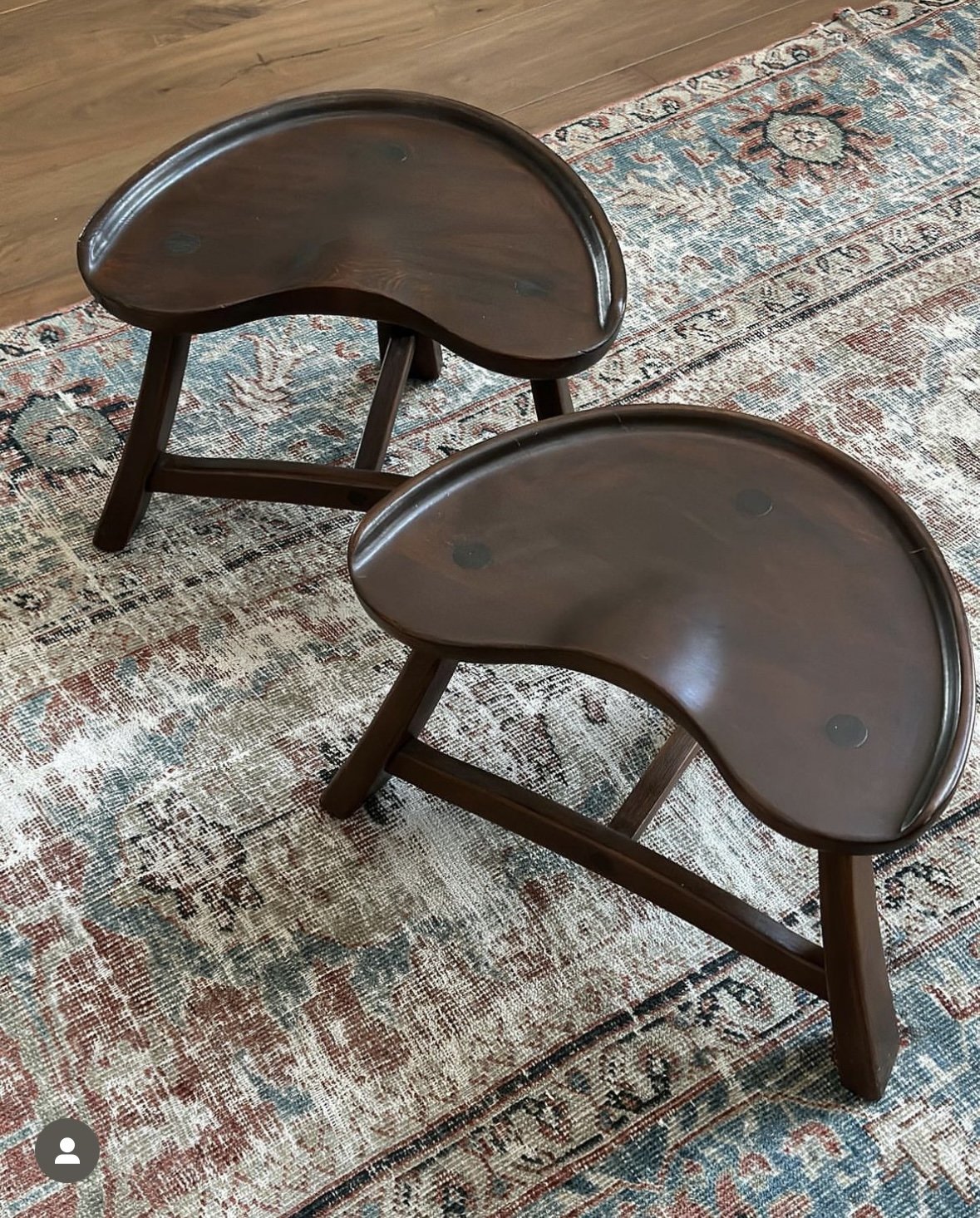 Stained Norwegian Stools by Krogenæs Møbler, 1970s 14 x 21 x 14 inches tall