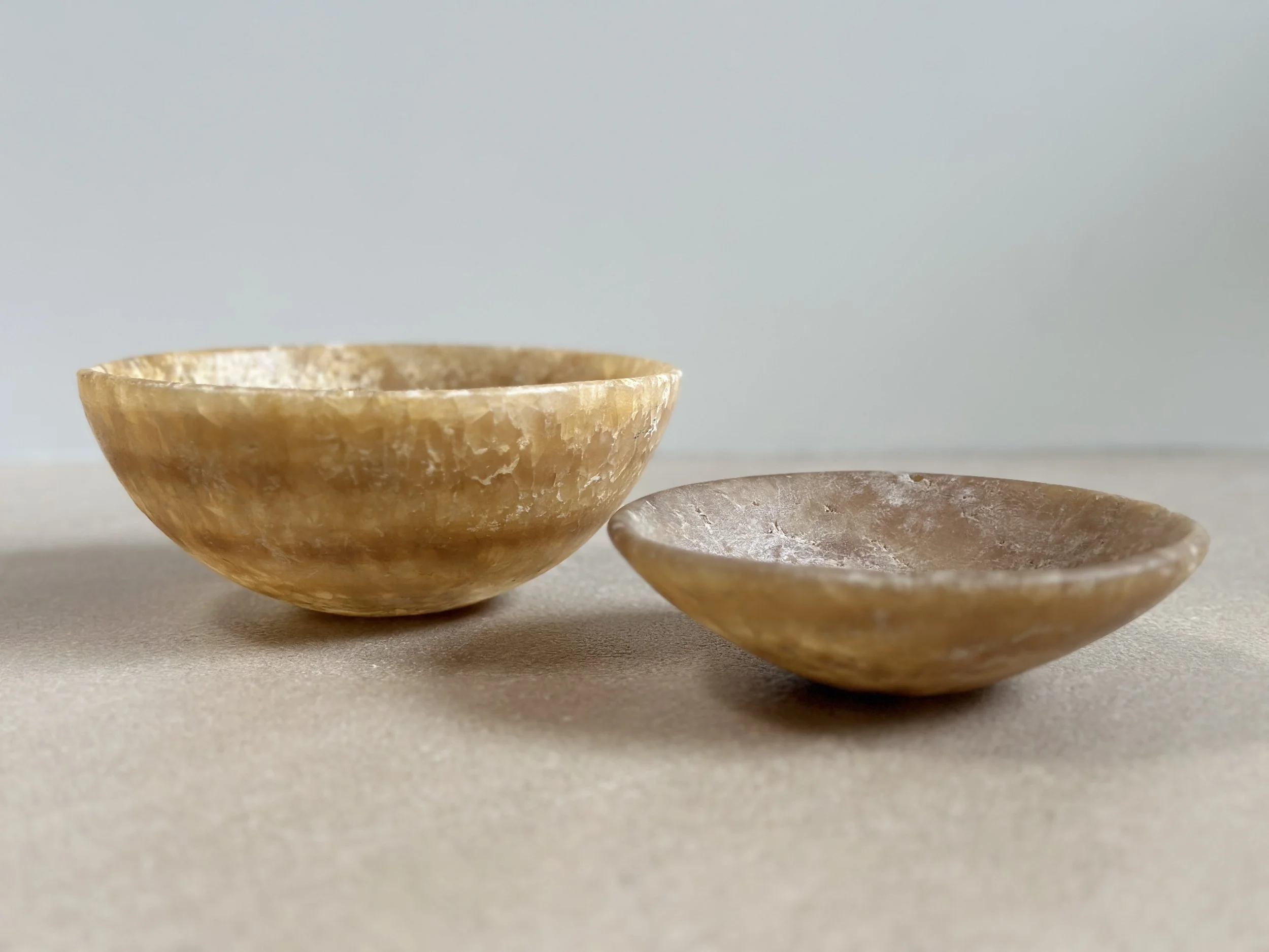 Alabaster Bowls circa 1900 7 x 3 inches and 6 x 1 1/2 inches