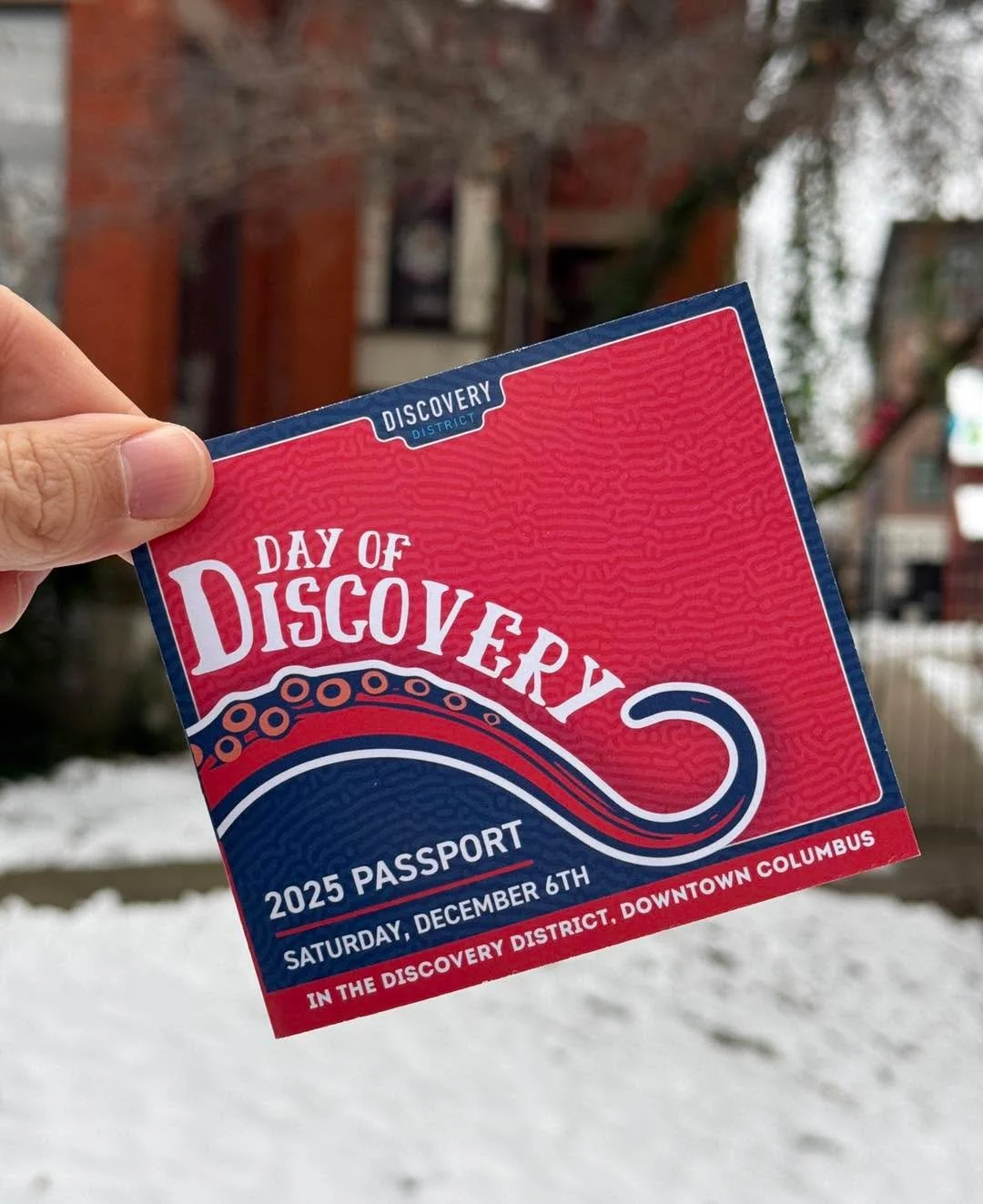 The amazing businesses in the Discovery District are full of holiday fun today. Stop by one of the participating businesses and grab a passport for your Day of Discovery!

Bring your passport to Blockfort with at least 6 locations marked by 5pm for a