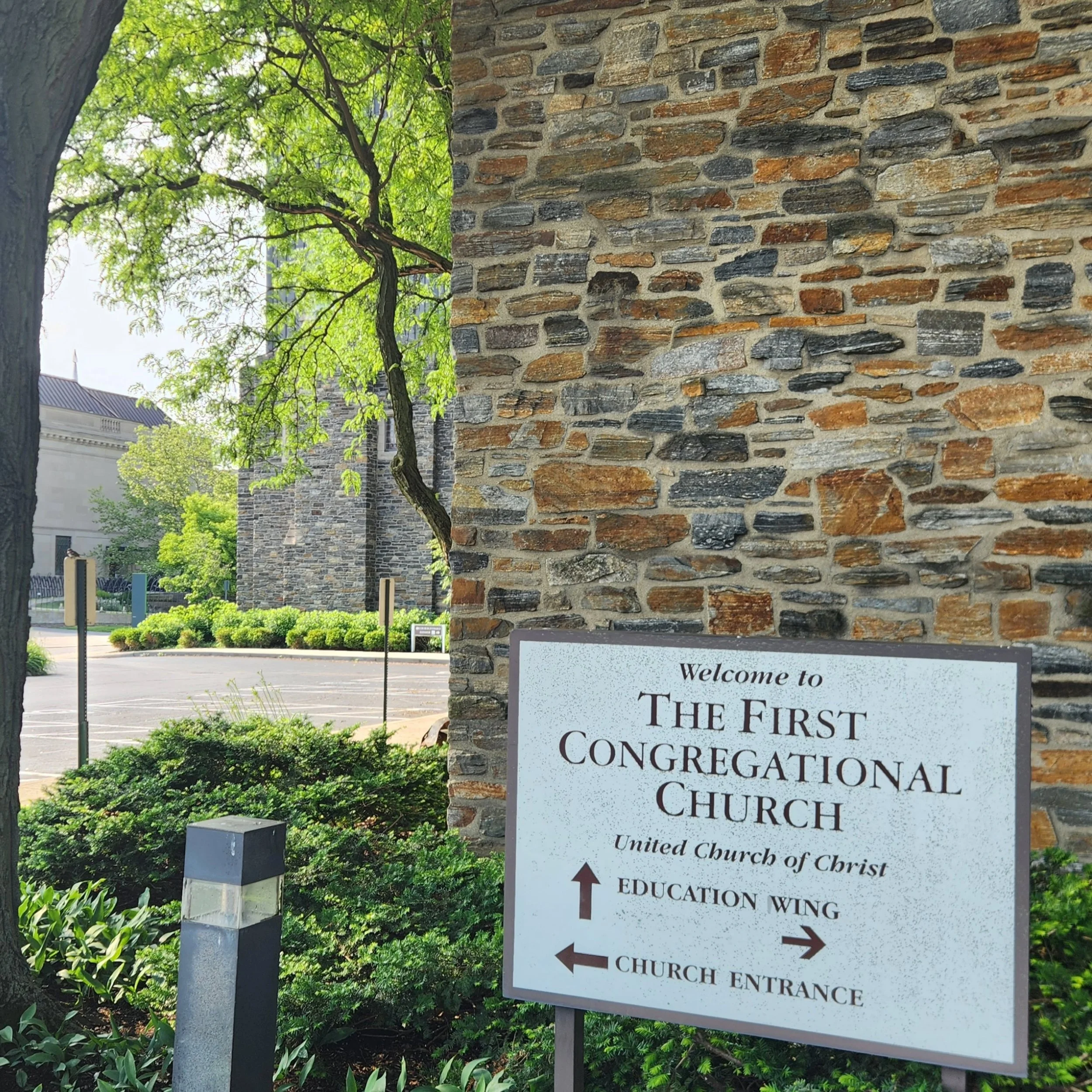 Thank you to @firstchurchcolumbus for hosting our member meeting this morning! Be sure to check out their silent movie event this weekend, accompanied by a live organist. And stop by @socialjusticepark next time you're downtown.