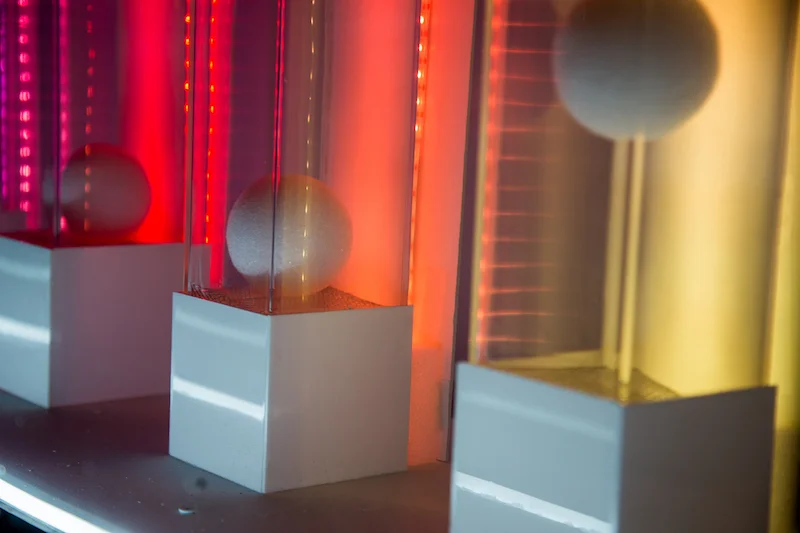 floating balls in each tube