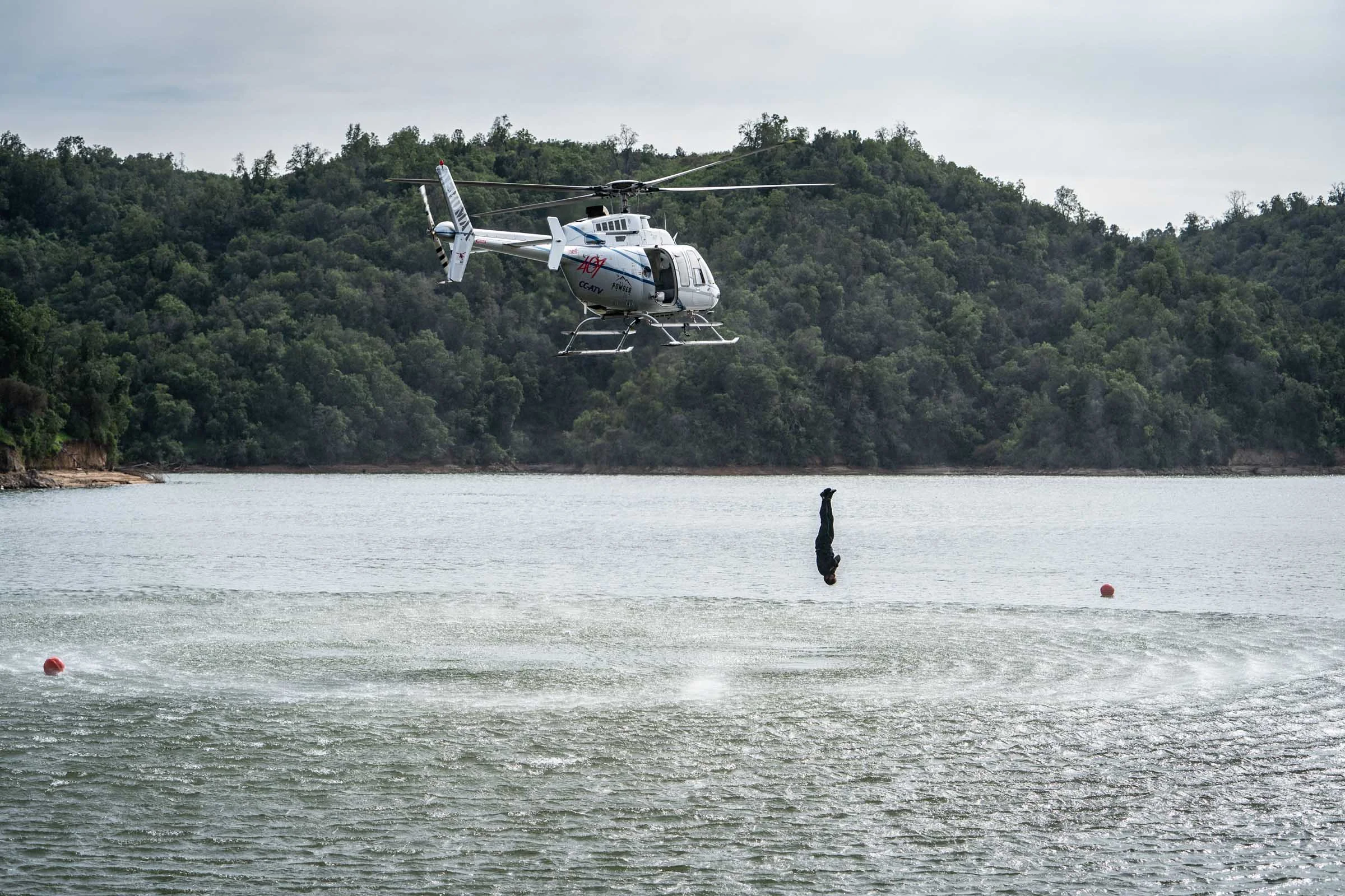 Chief Instructor Ant Middleton demonstrates the backwards dive Episode 1 - Courage Minnow Films / Channel 4