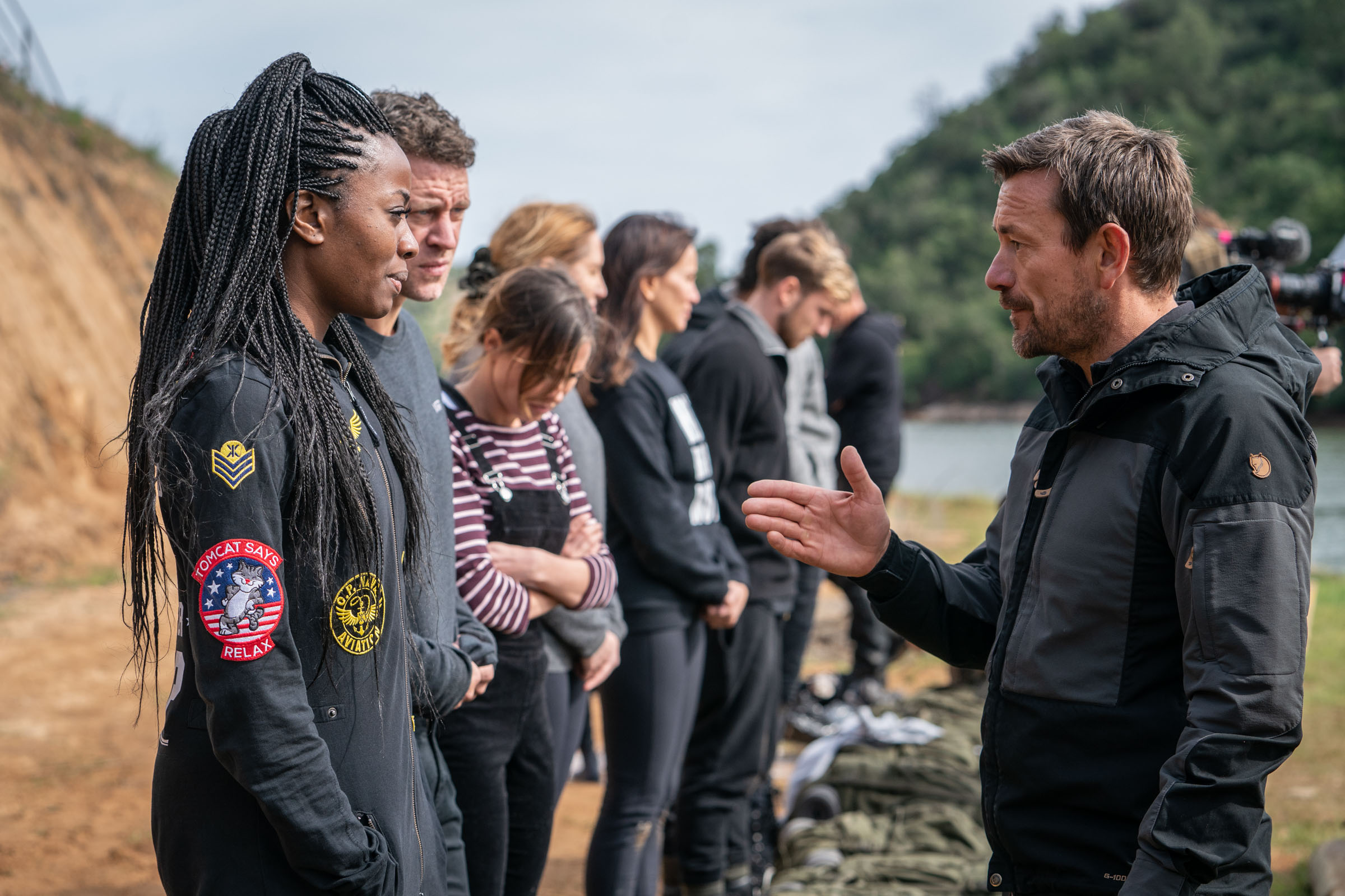  DS Ollie Ollerton instructs the recruits before the backwards dive  Episode 1 - Courage  Minnow Films / Channel 4 