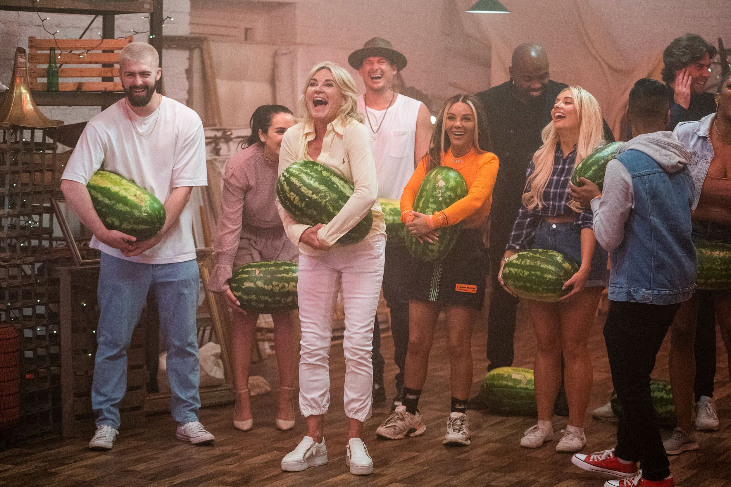  Episode 1  The celebs are introduced to their watermelons  Fremantle / Channel 4 