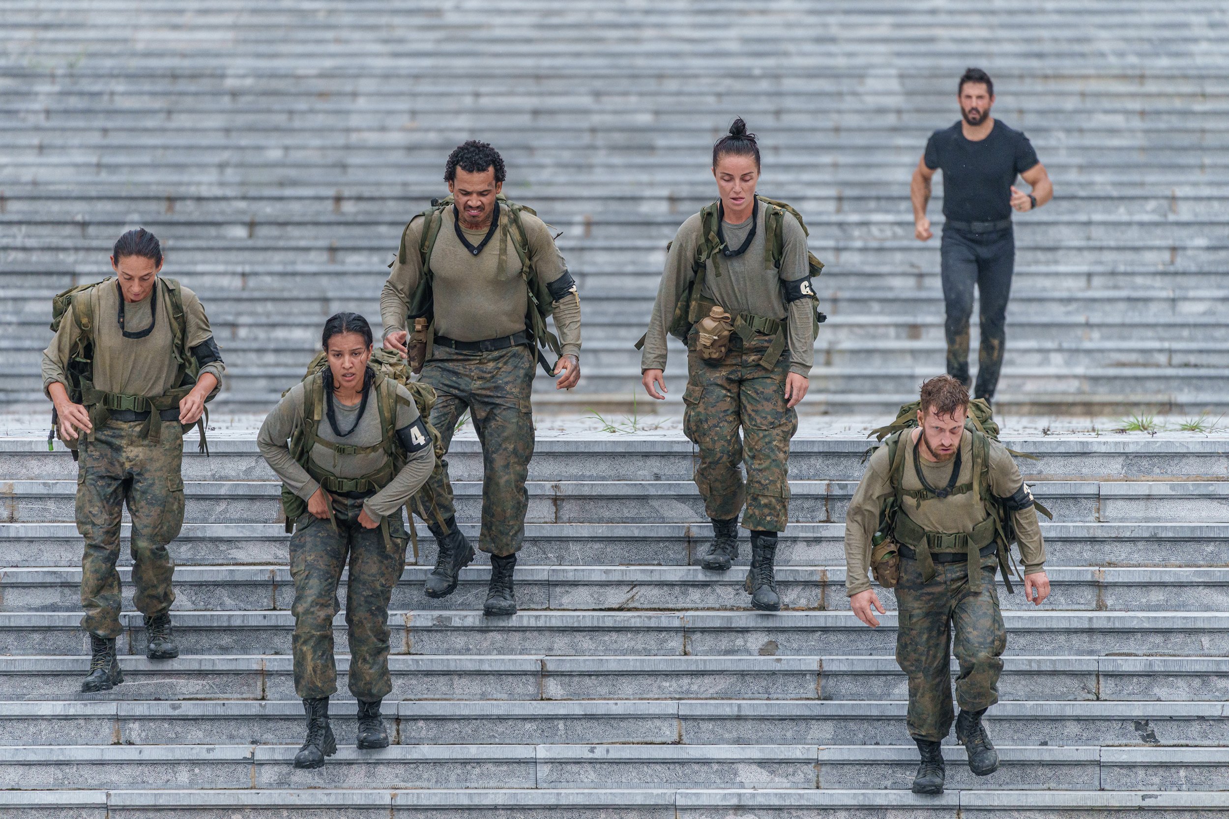  Team Bravo make their way down the temple steps - Ammunition race  Episode 4: Leadership   Minnow Films / Channel 4 