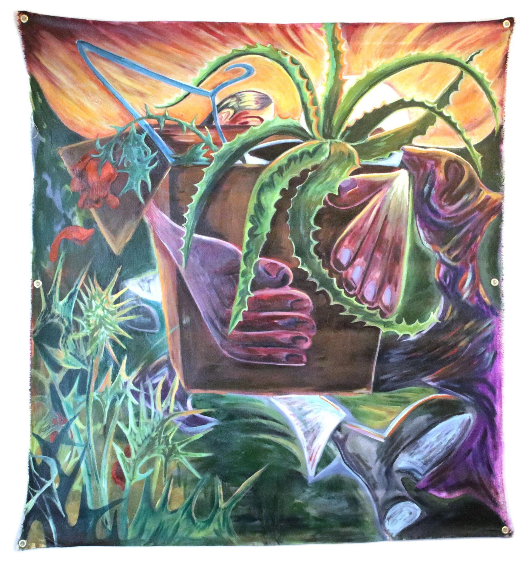  oil paint on dye on canvas, 55"x60", 2023 