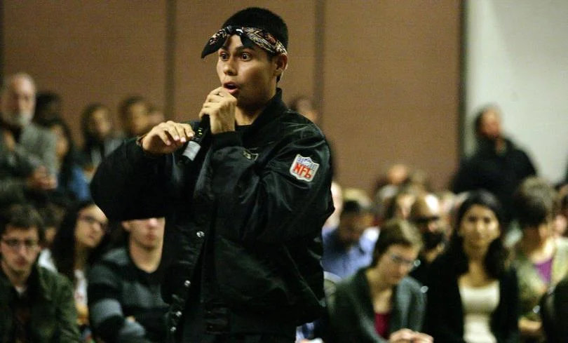 “University of Redlands junior Marcus Garcia speaks to the more than 500 students and faculty members Wednesday, Nov. 18, during a forum on racial issues on campus.” - By DAVID DOWNEY | ddowney@scng.com | The Press-Enterprise November 23, 2015 at 11:11 am