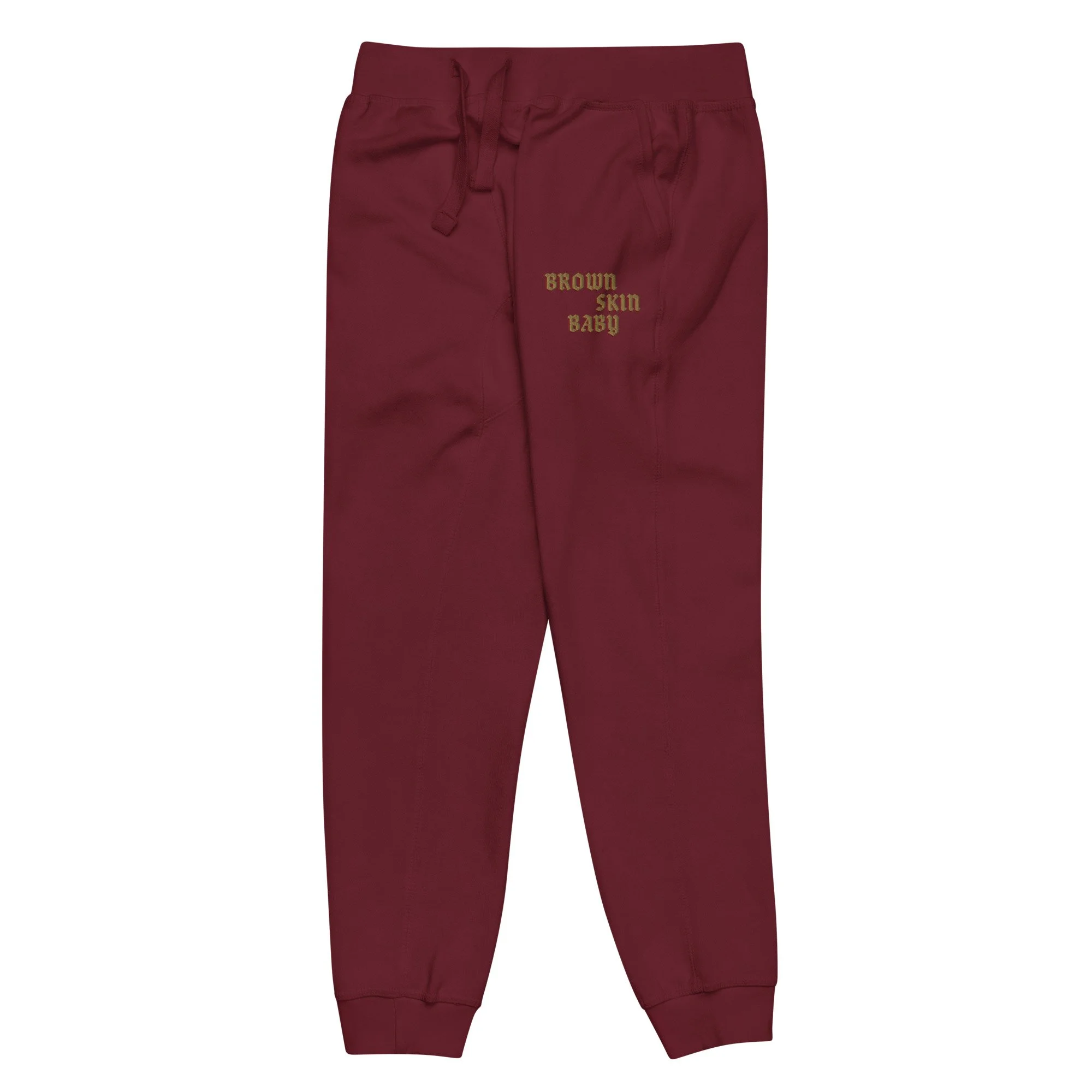 unisex-fleece-sweatpants-maroon-front-left-698e2627123b7.jpg