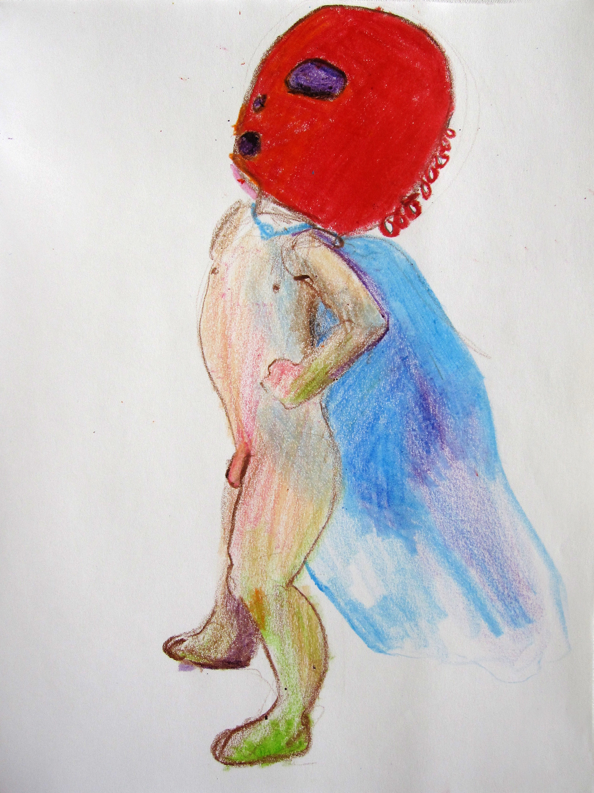 Lucha 3, 2008, Crayon on paper, 14 X11 in.