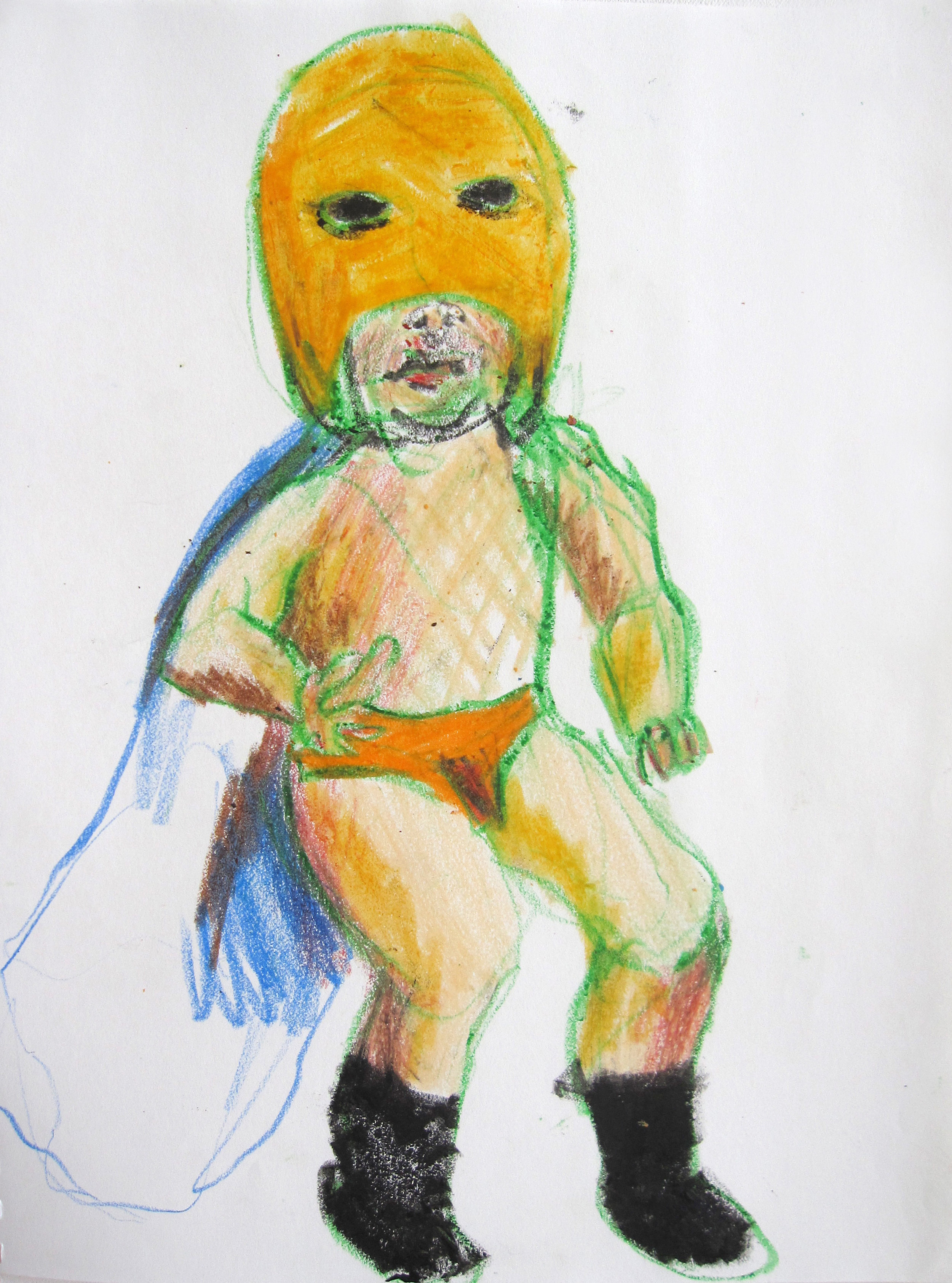 Lucha 11, 2008, Crayon on paper, 14 X11 in.