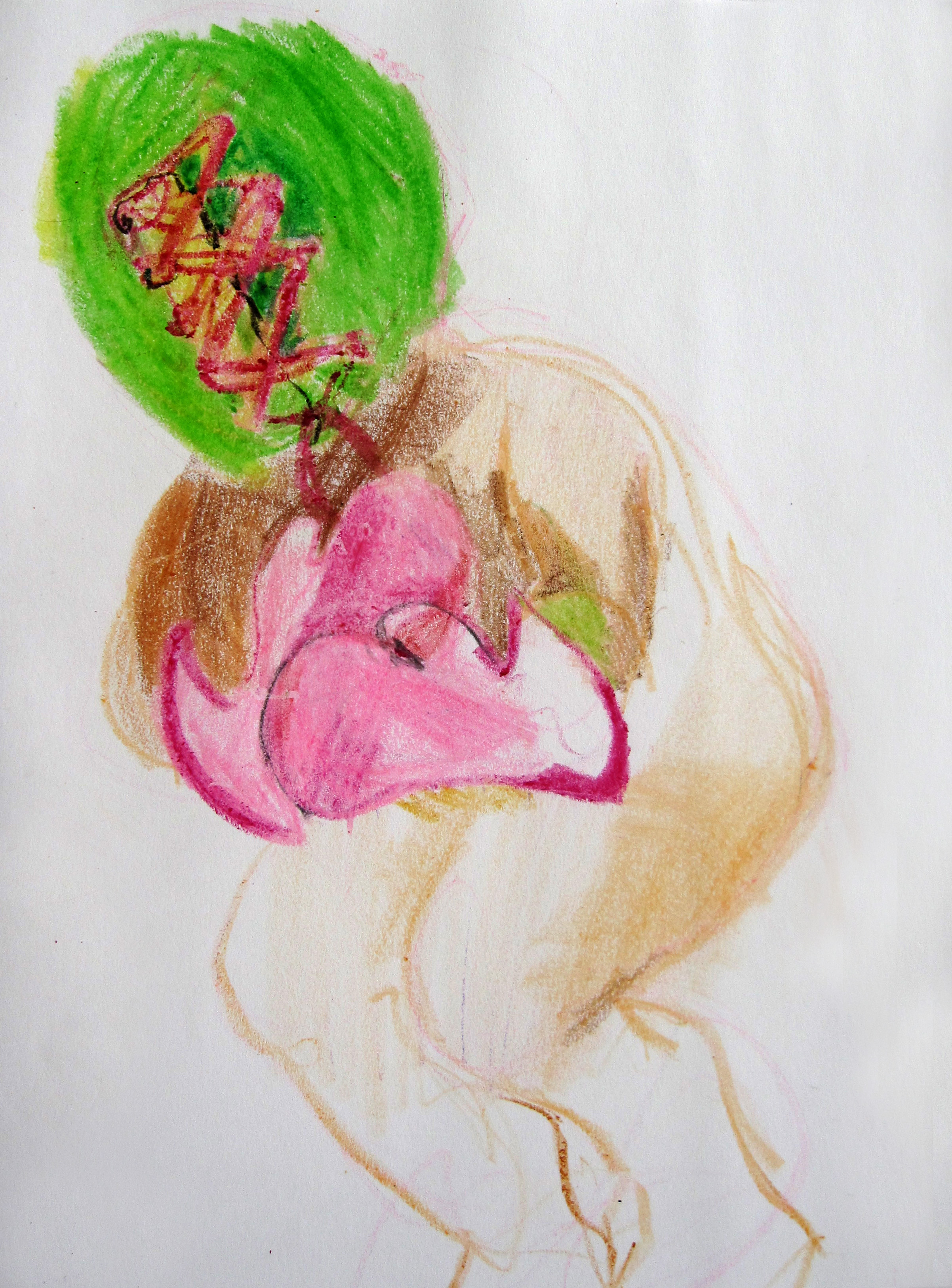 Lucha 13, 2008, Crayon on paper, 14 X11 in.