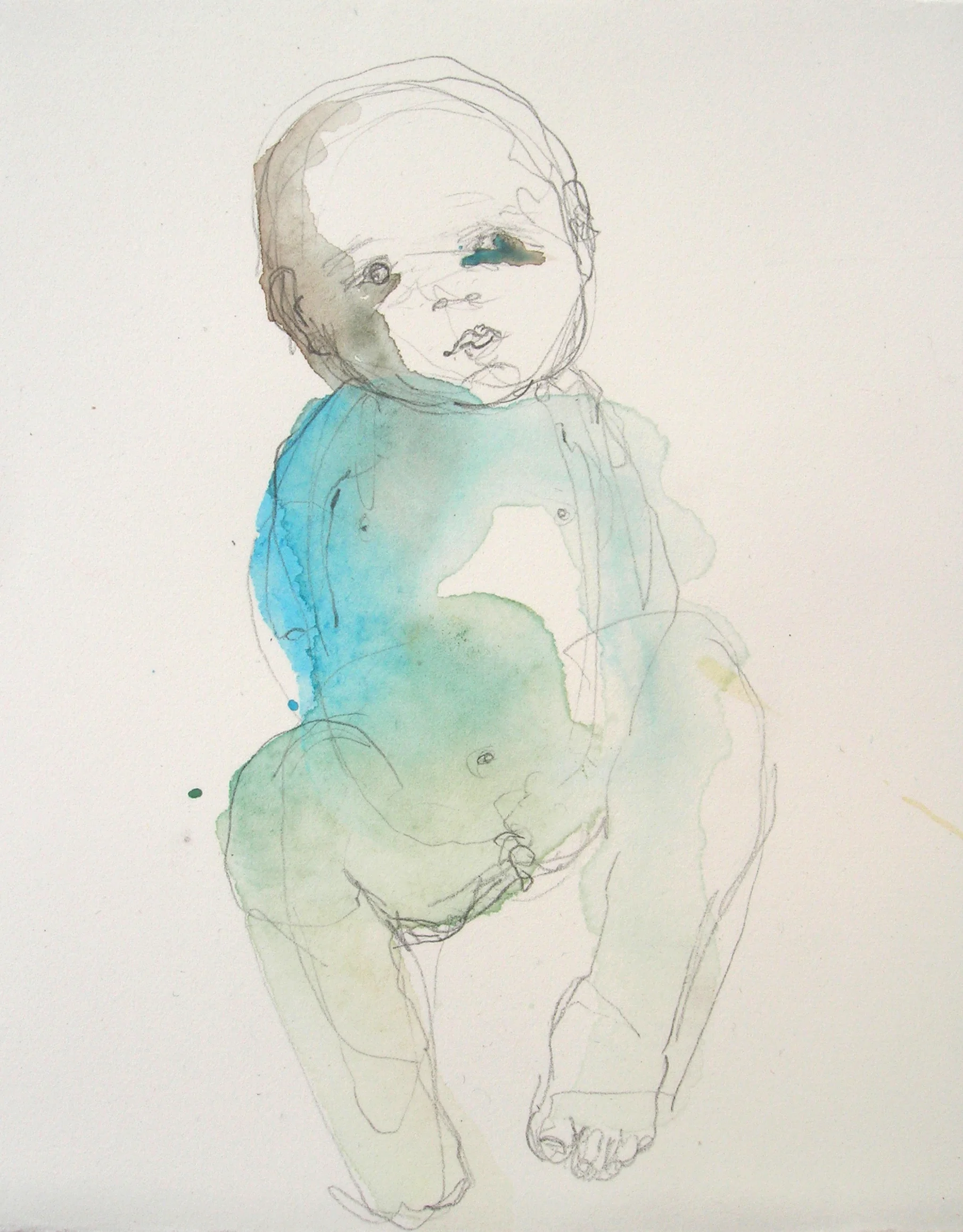 Sentado 5, 2007, Graphite and watercolor on paper, 4 X 3 in.