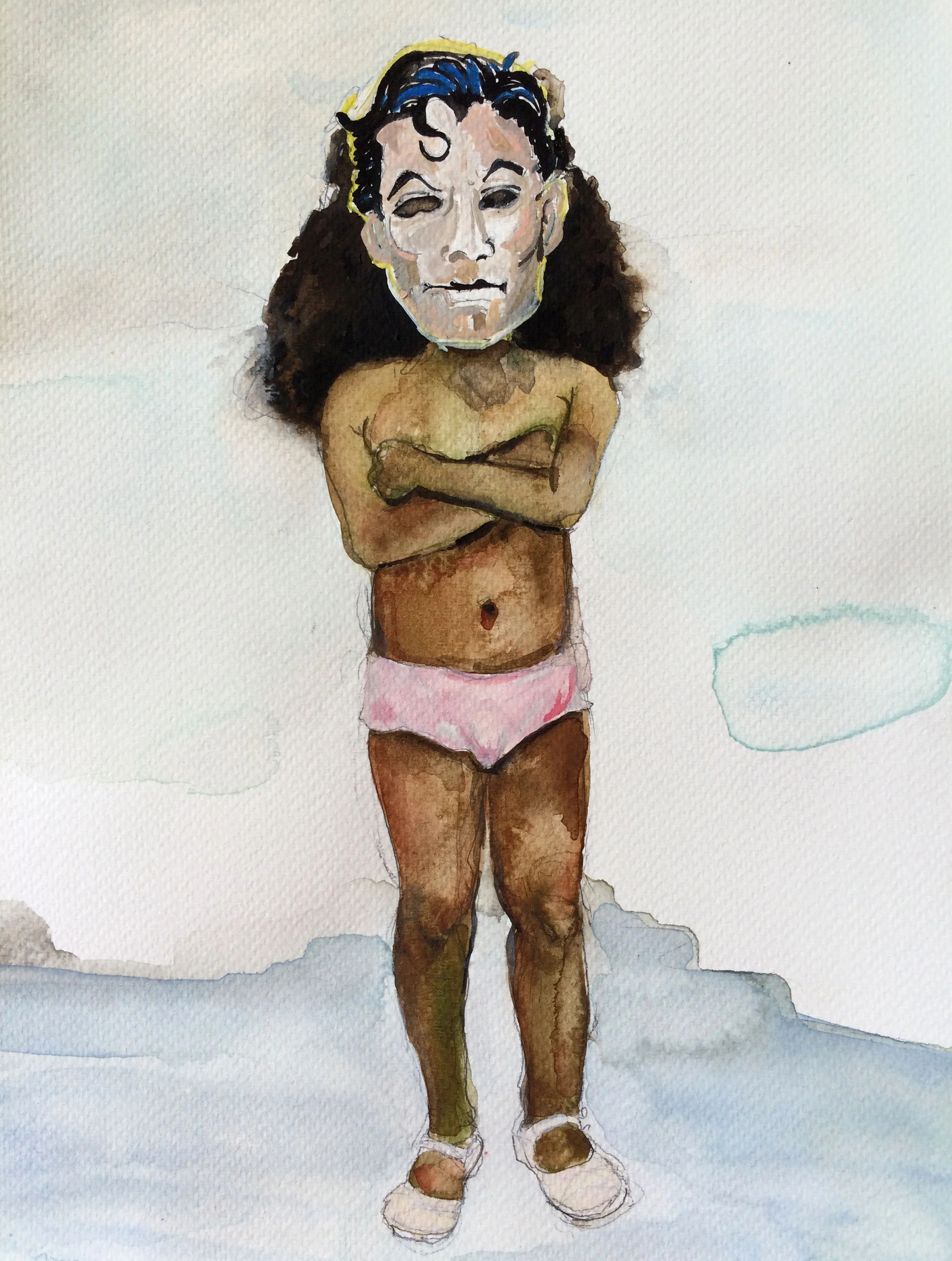 Superman Girl 2, 2015, Graphite and watercolor on paper, 13 x 9 1/2 in.