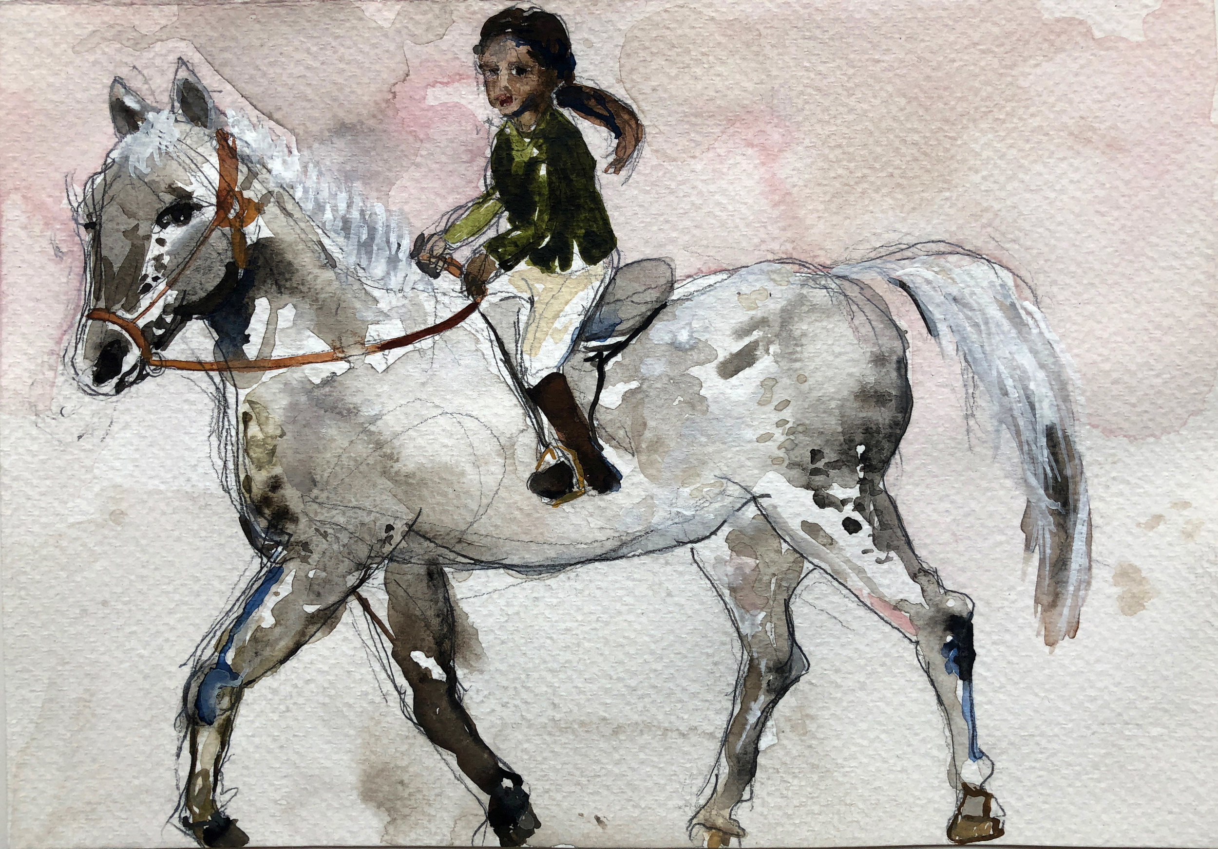 Caballito, 2018,  Graphite and watercolor on paper, 7 x 9 in.