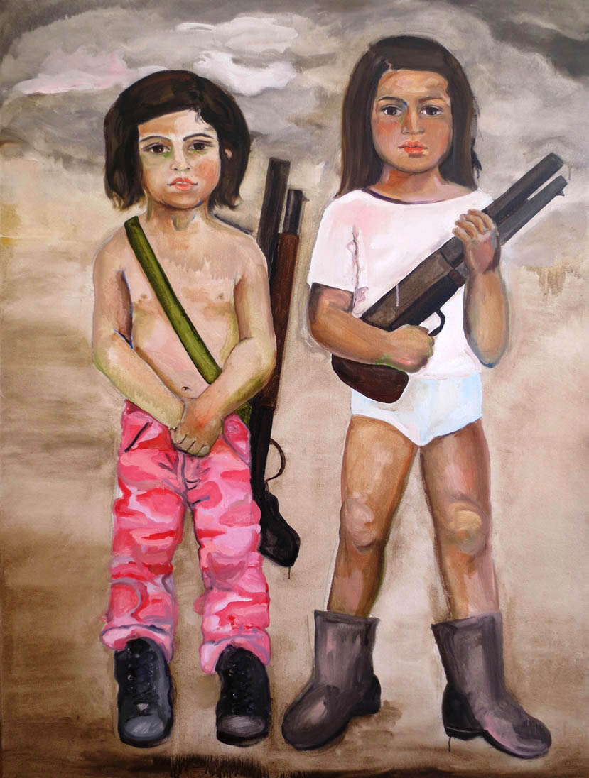 Girls with Guns, 2012, Oil on canvas, 48 x 36 in.