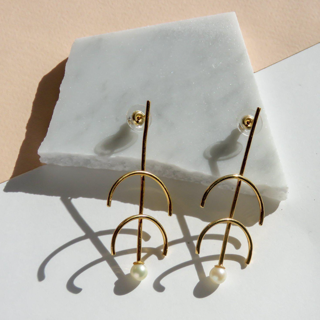 Gold &amp; Pearl Earrings by Dea Dia