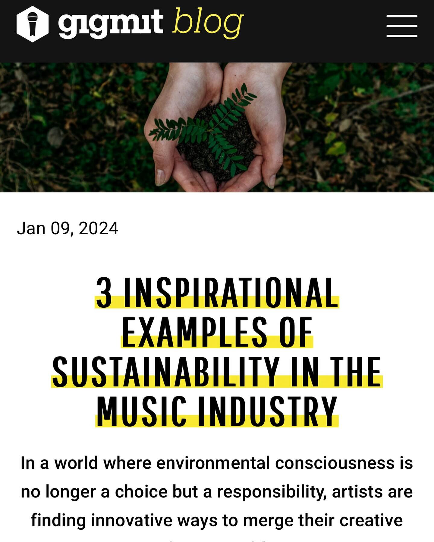 @gigmit posted a blog post! About the talk i had with them and two other amazing artists/bands about how to be a sustainable artist 💫 check it out! Link in profile

https://blog.gigmit.com/en/3-inspirational-examples-sustainability-in-music/?utm_sou