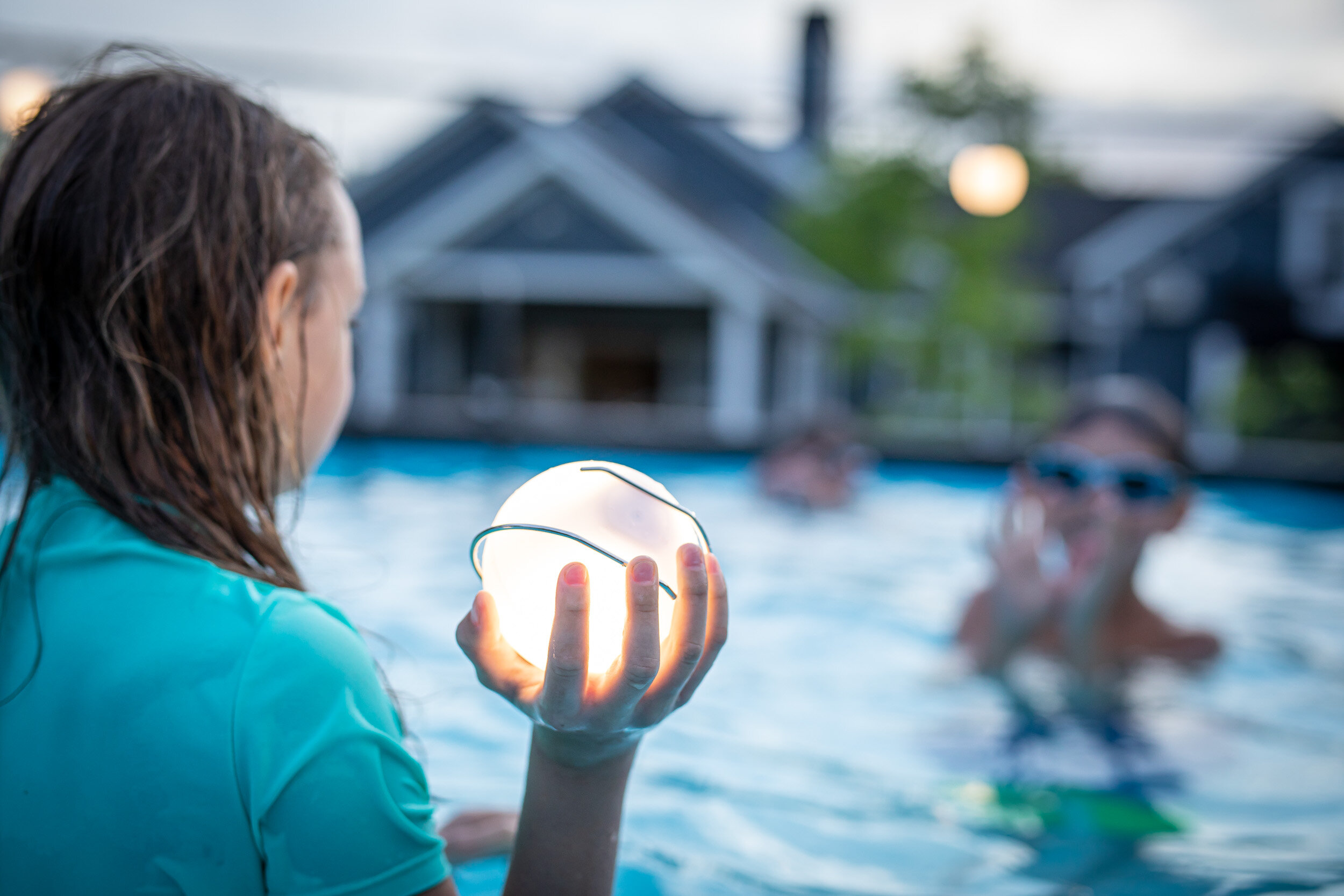The floating light works as a pretty good ball to toss in the pool, too!