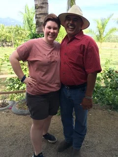 Intern Riley with HC partner Segis at his ranch in San Juan de Abajo