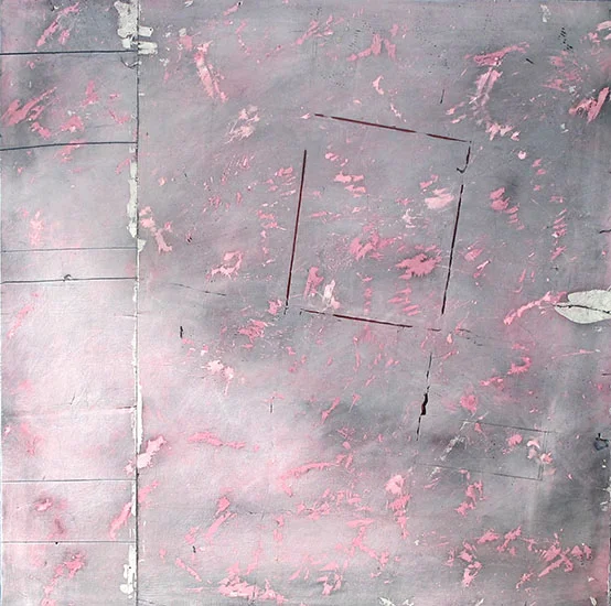 Untitled fresco , 2014. Oil, dry pigment, on plaster on paper on canvas or panel. 28in x 28in.