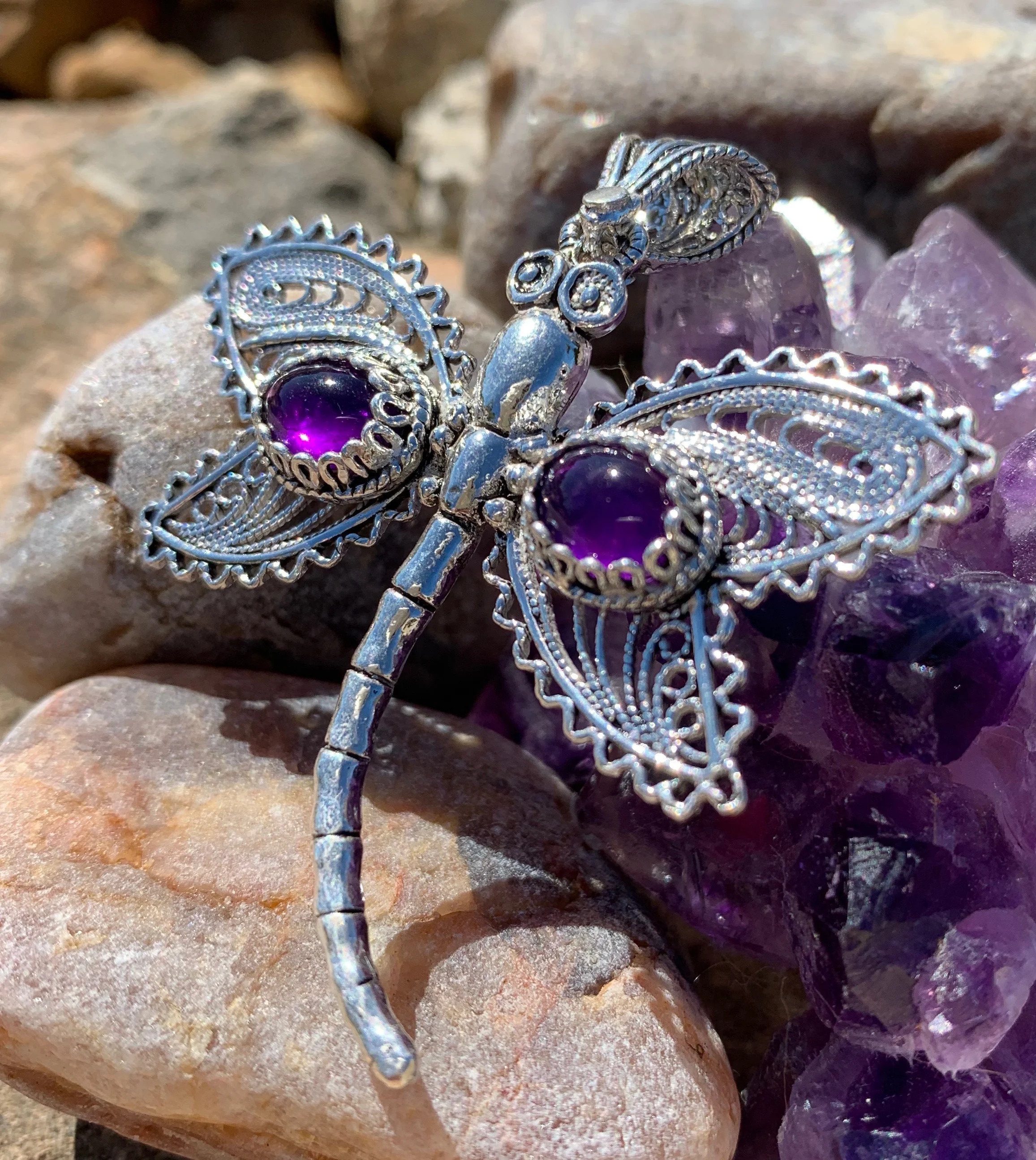 Amethyst Butterfly Pendant