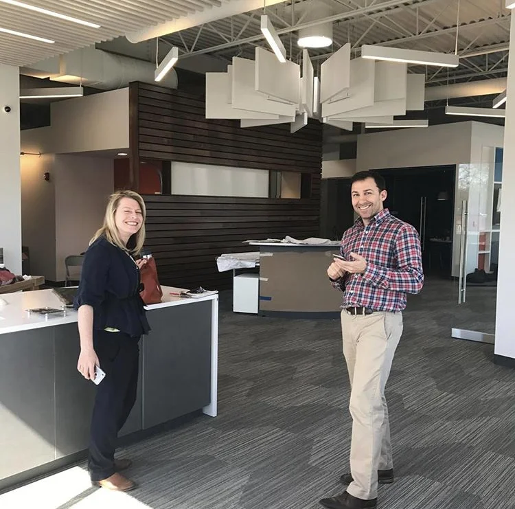 Christine West, of KITE Architects and Andy Burman, of E.W. Burman, Inc., at a close to the finish line site meeting.