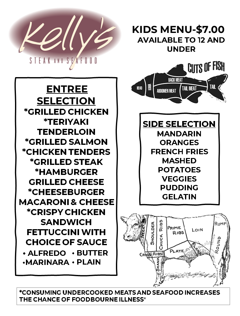 KELLY&rsquo;S STEAK &amp; SEAFOOD — DINE IN MENU