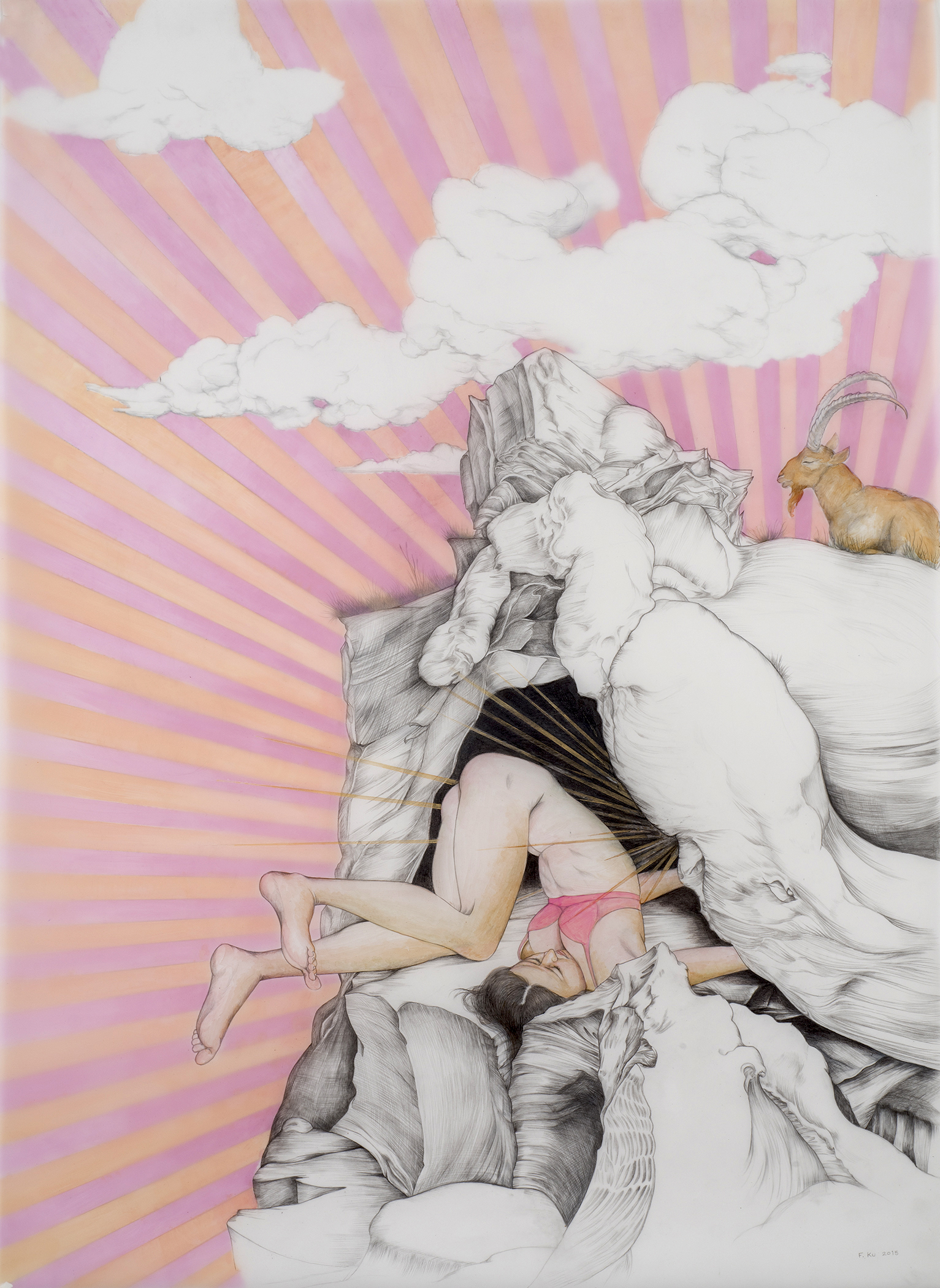   High Touch , 2015 Graphite and acrylic on layered sheets of polyester film 42 x 30 inches Photo: Bill Orcutt 