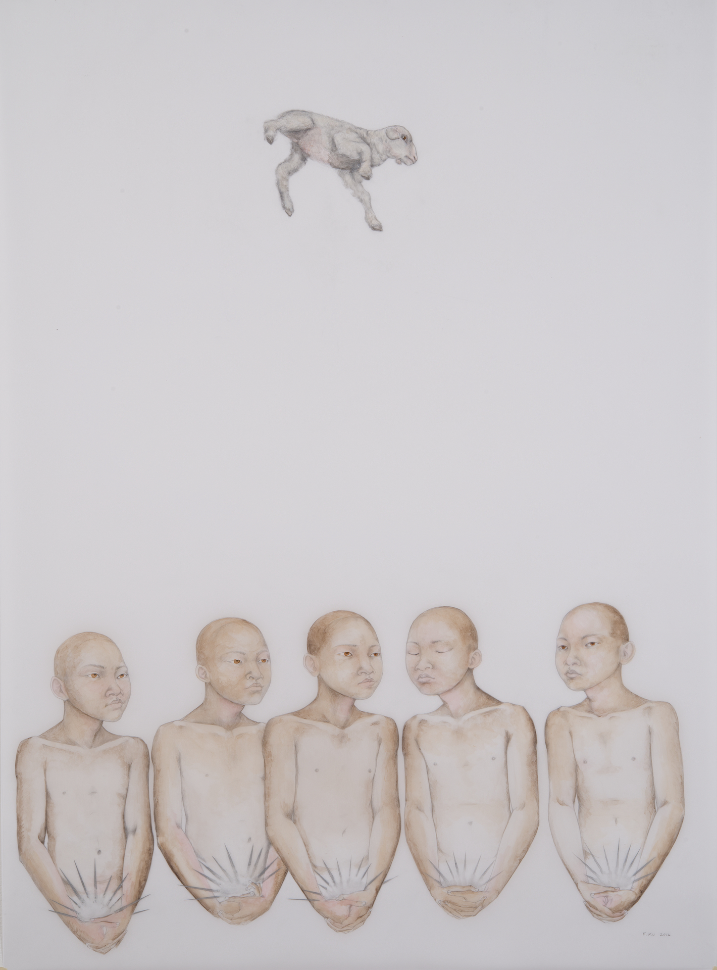   Supplicants , 2016 Graphite, acrylic and oil paint on drafting film 42 x 30 inches Photo: Bill Orcutt 