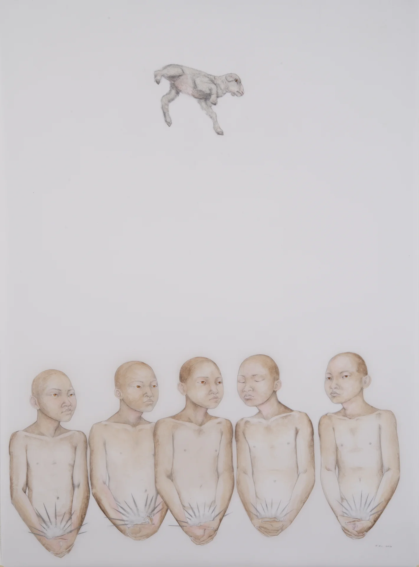 Supplicants , 2016 Graphite, acrylic and oil paint on drafting film 42 x 30 inches Photo: Bill Orcutt