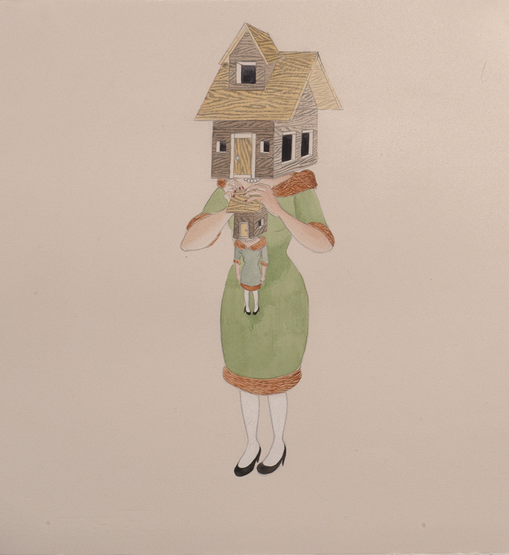   Home Maker , 2013 Graphite, watercolor, ink on ivory Fabriana Rosaspina 14 x 13.5 inches Photo: Bill Orcutt 