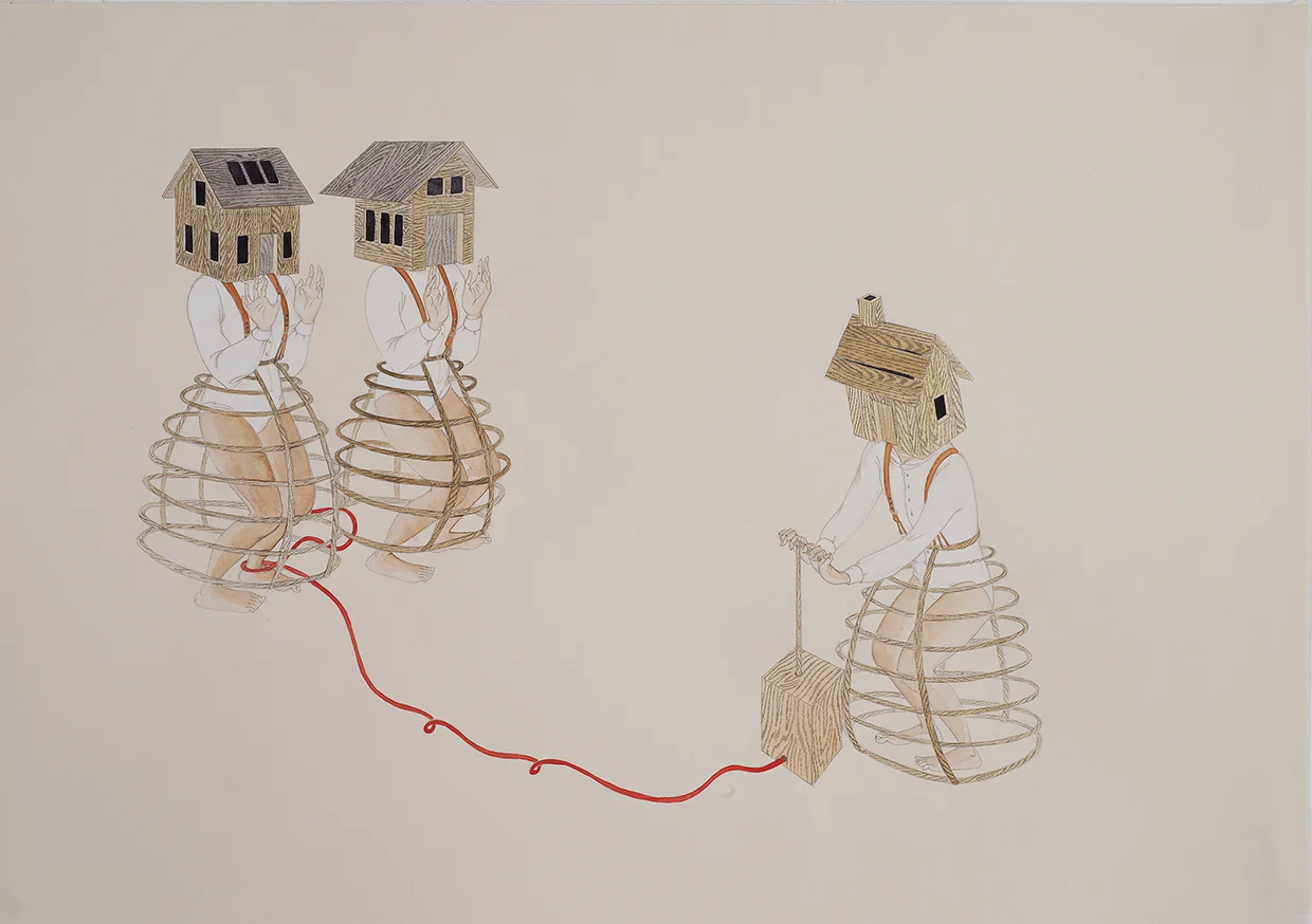 Threat , 2013 Graphite, watercolor, ink on ivory Fabriana Rosaspina 19 x 27.5 inches Private collection Photo: Bill Orcutt