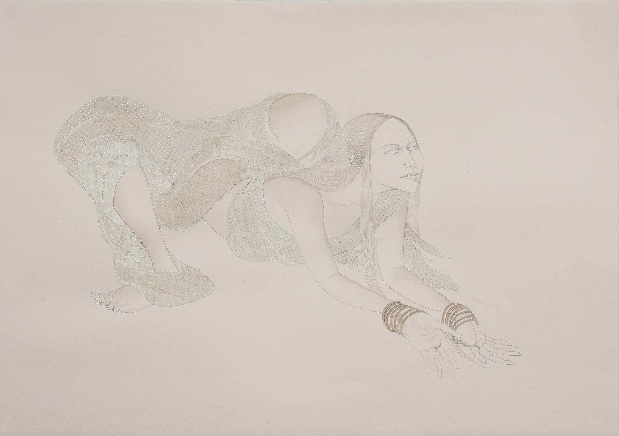   Backwards Hands &amp; Feet II , 2011 Graphite, watercolor, ink and collage on ivory Fabriana Rossapina 27.5 x 39 inches Private collection Photo: Bill Orcutt 