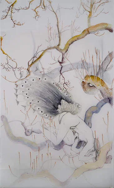 Wave Hill , 2015 Graphite, oil and gouache on layered and cut drafting film 68 x 30 inches Photo: Bill Orcutt
