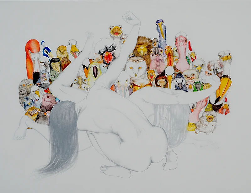 Spectacle , 2015 Graphite, oil and metallic color on layered and cut drafting film 30 x 42 inches Photo: Bill Orcutt
