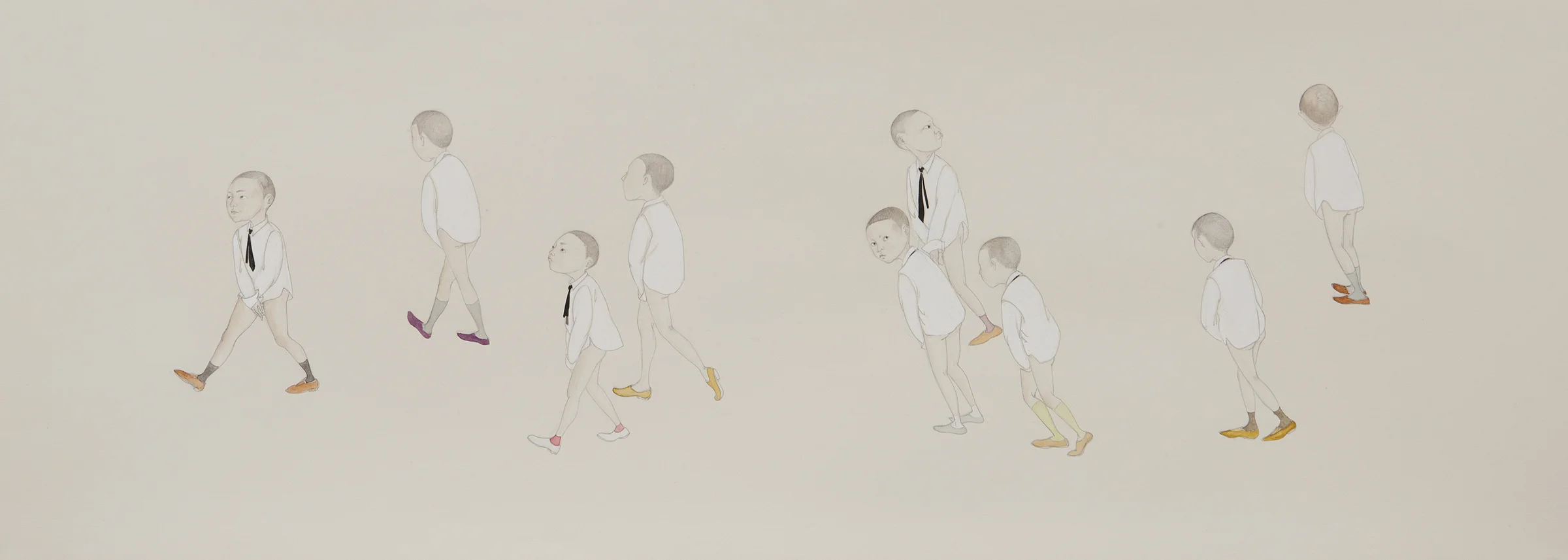 Walk Of Shame , 2011 Graphite, watercolor, ink on ivory Fabriana Rosaspina 13.5 x 39 inches Private collection Photo: Bill Orcutt