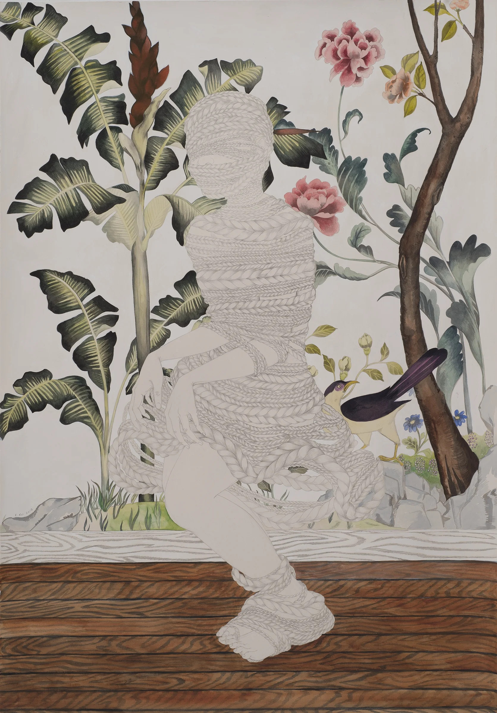 Domesticate , 2013 Graphite, watercolor, ink on ivory Fabriana Rosaspina 39 x 27 1/2 inches Private collection Photo: Bill Orcutt
