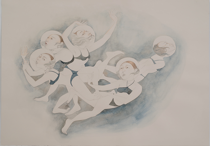   Water Bubbles , 2012 Graphite, watercolor, ink on ivory Fabriana Rosaspina 27 1/2 x 39 inches Private collection Photo: Bill Orcutt 