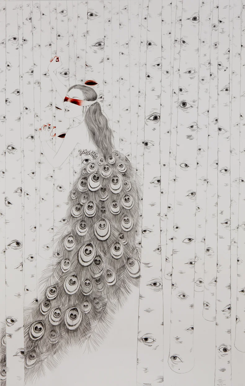 See What You Do II , 2009 Graphite, ink, watercolor on paper 50 X 32 inches Private collection 