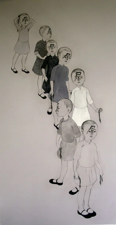 Parade , 2005 Graphite, ink on gray Folio paper 50 x 32 inches Private collection